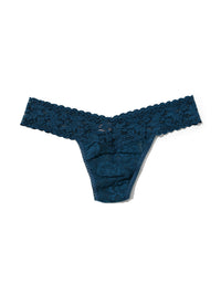 Signature Lace Low Rise Thong Riviera Blue