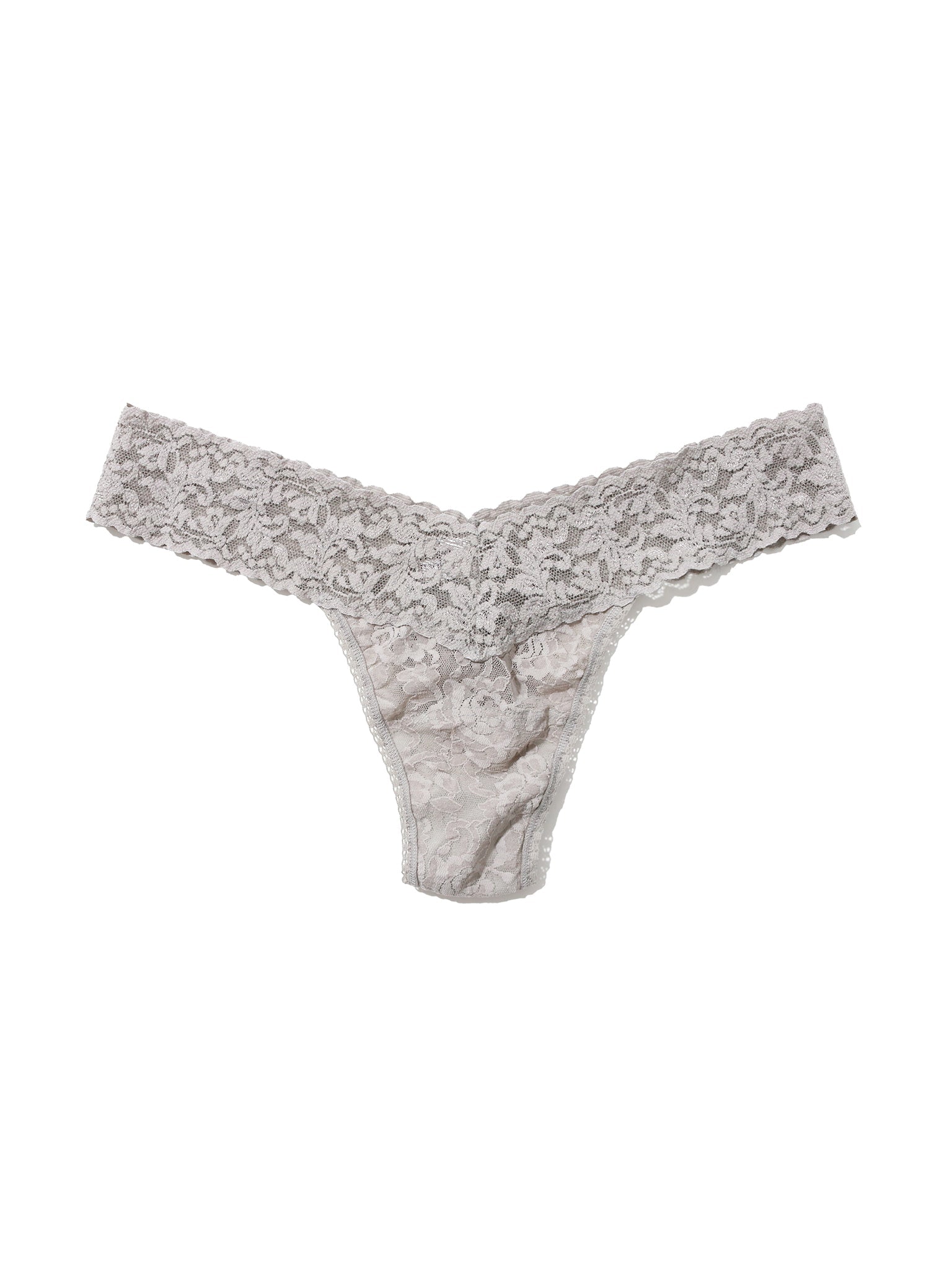 Signature Lace Low Rise Thong Sleep In Grey