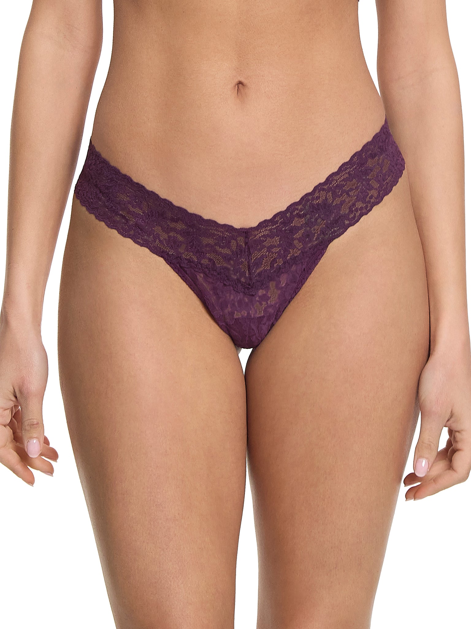 Signature Lace Low Rise Thong Stone Fruit Purple Sale