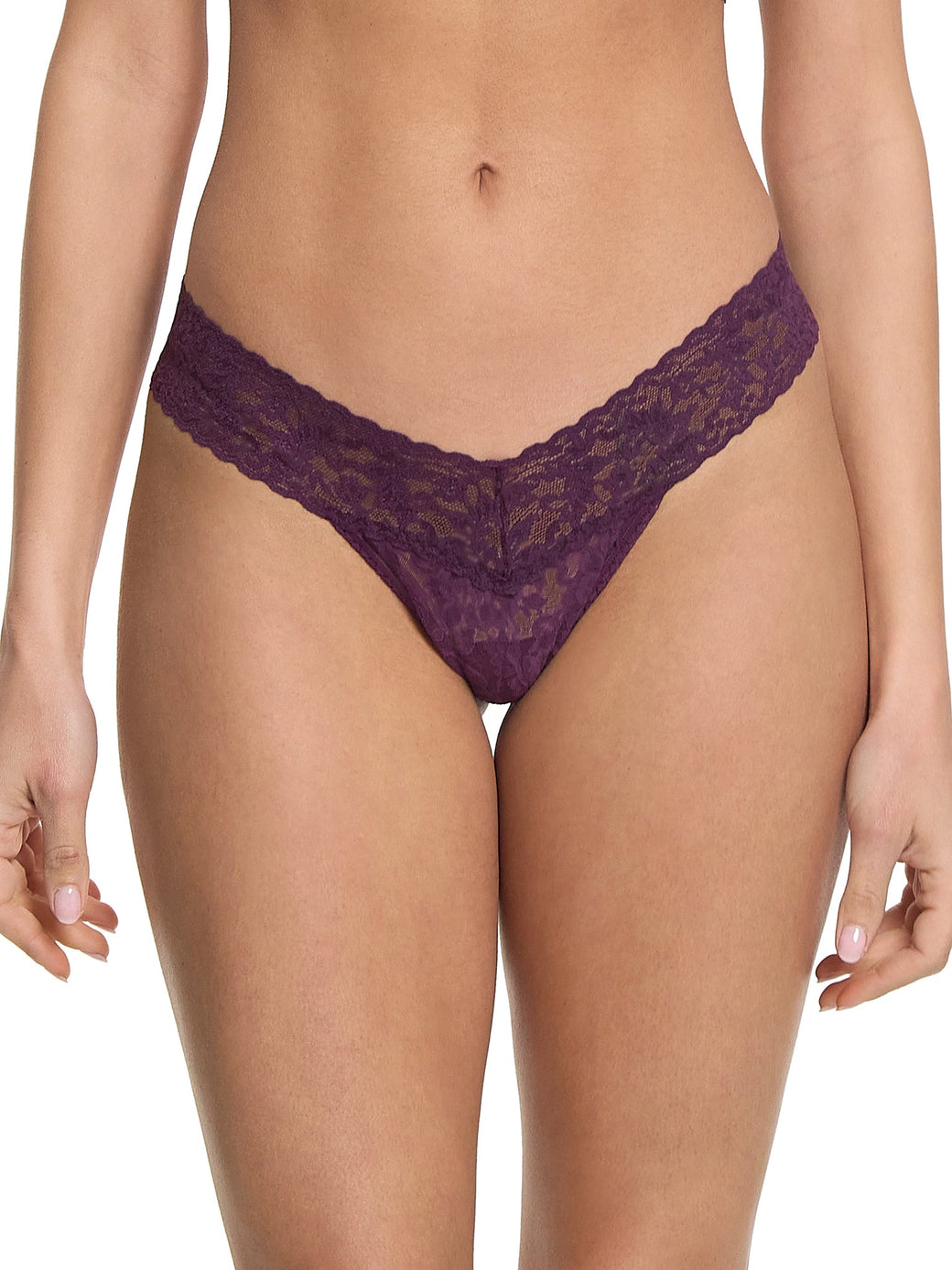 Signature Lace Low Rise Thong Stone Fruit Purple