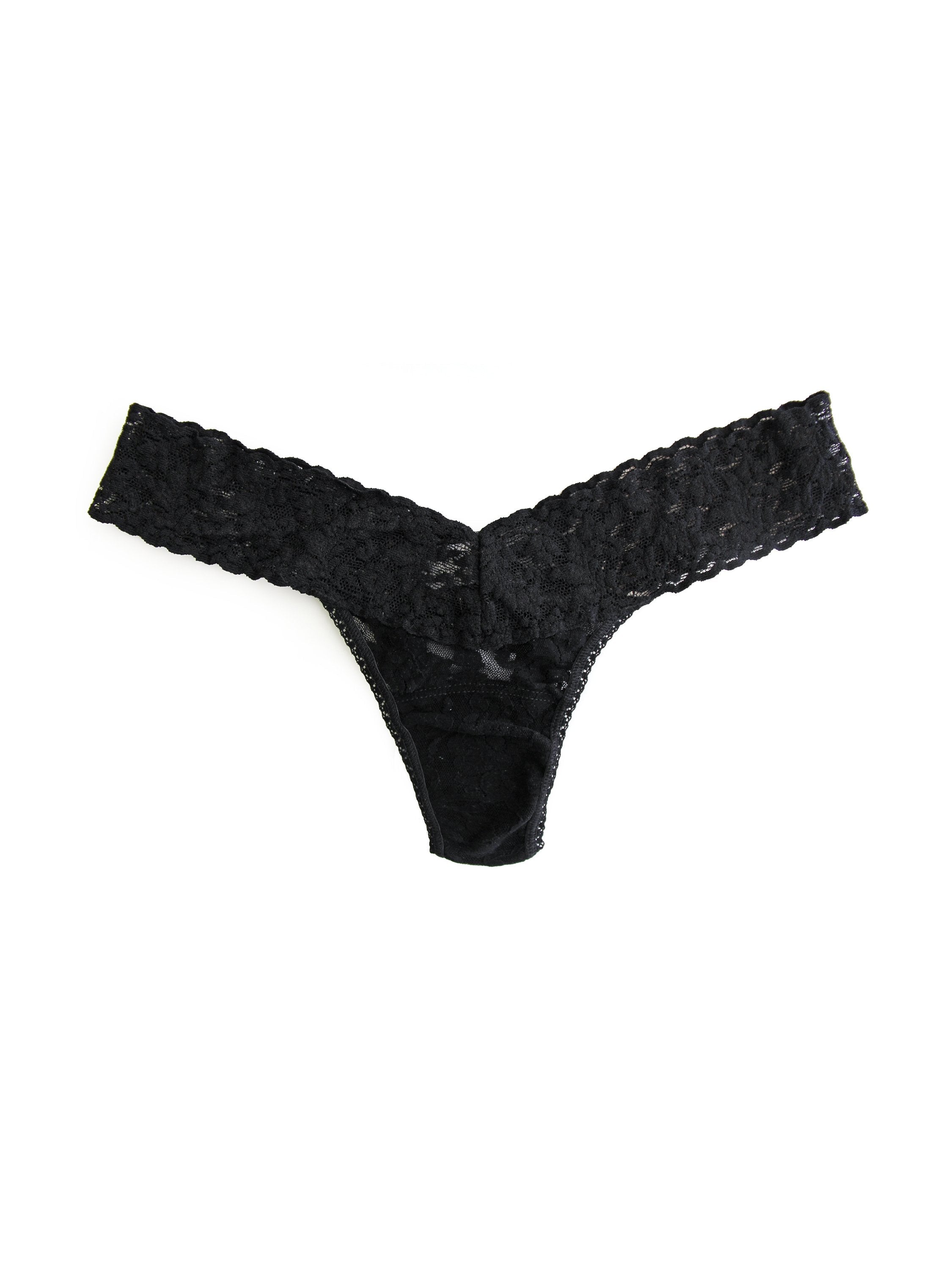 Lingerie Set Black Signature Lace Low Rise Thong Black Boxer