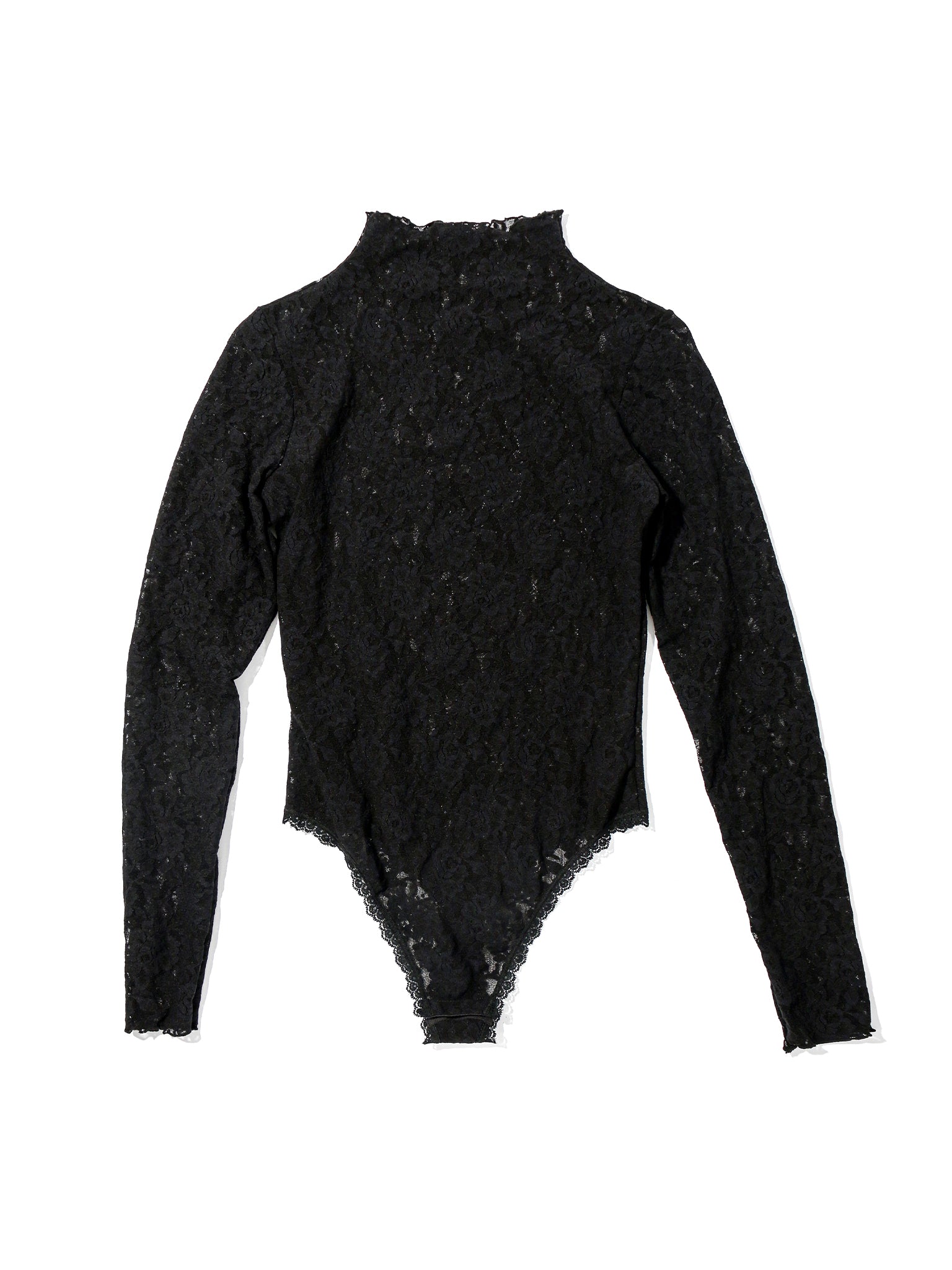 Signature Lace Mock Neck Bodysuit Black