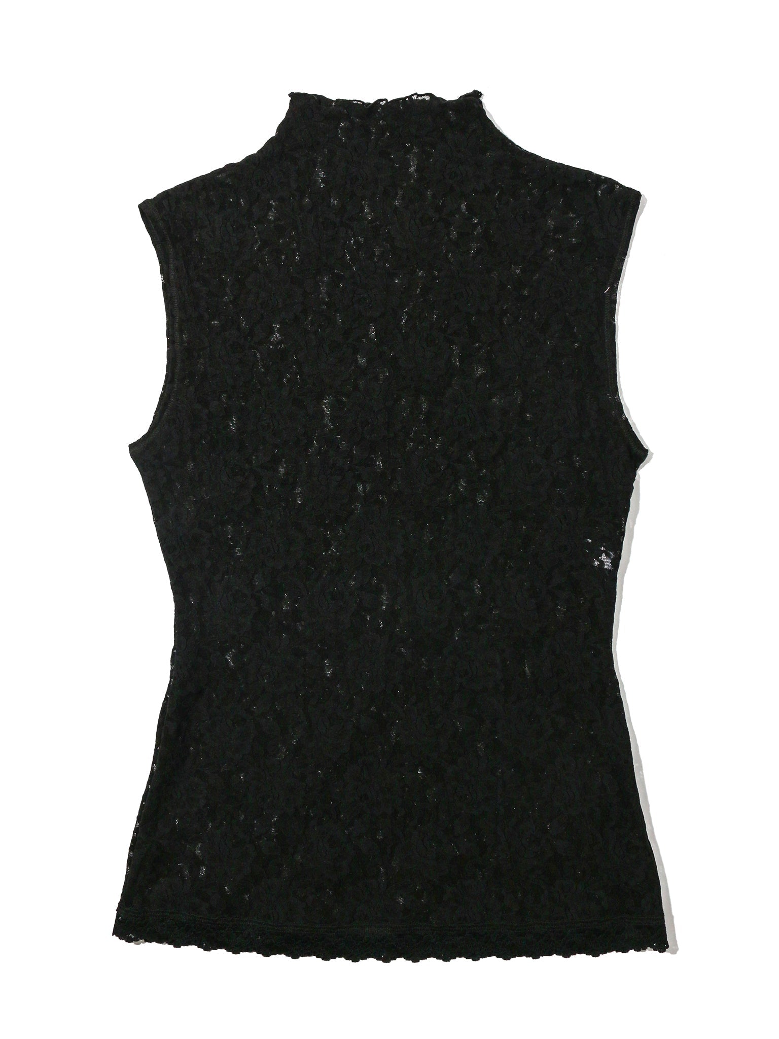 Signature Lace Mock Neck Top Black