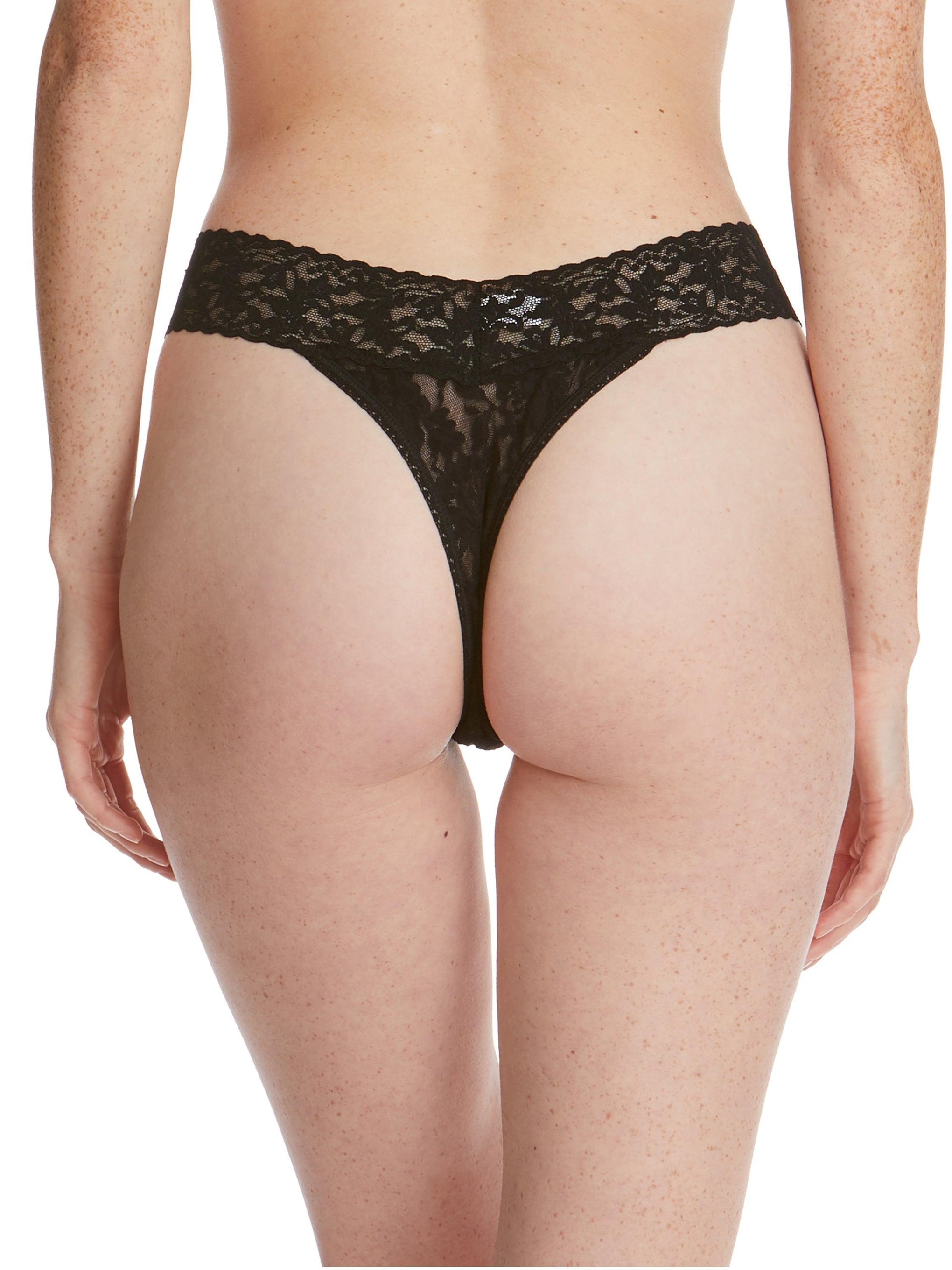 Women's Lace and Mesh String Thong - Auden™ Black XS