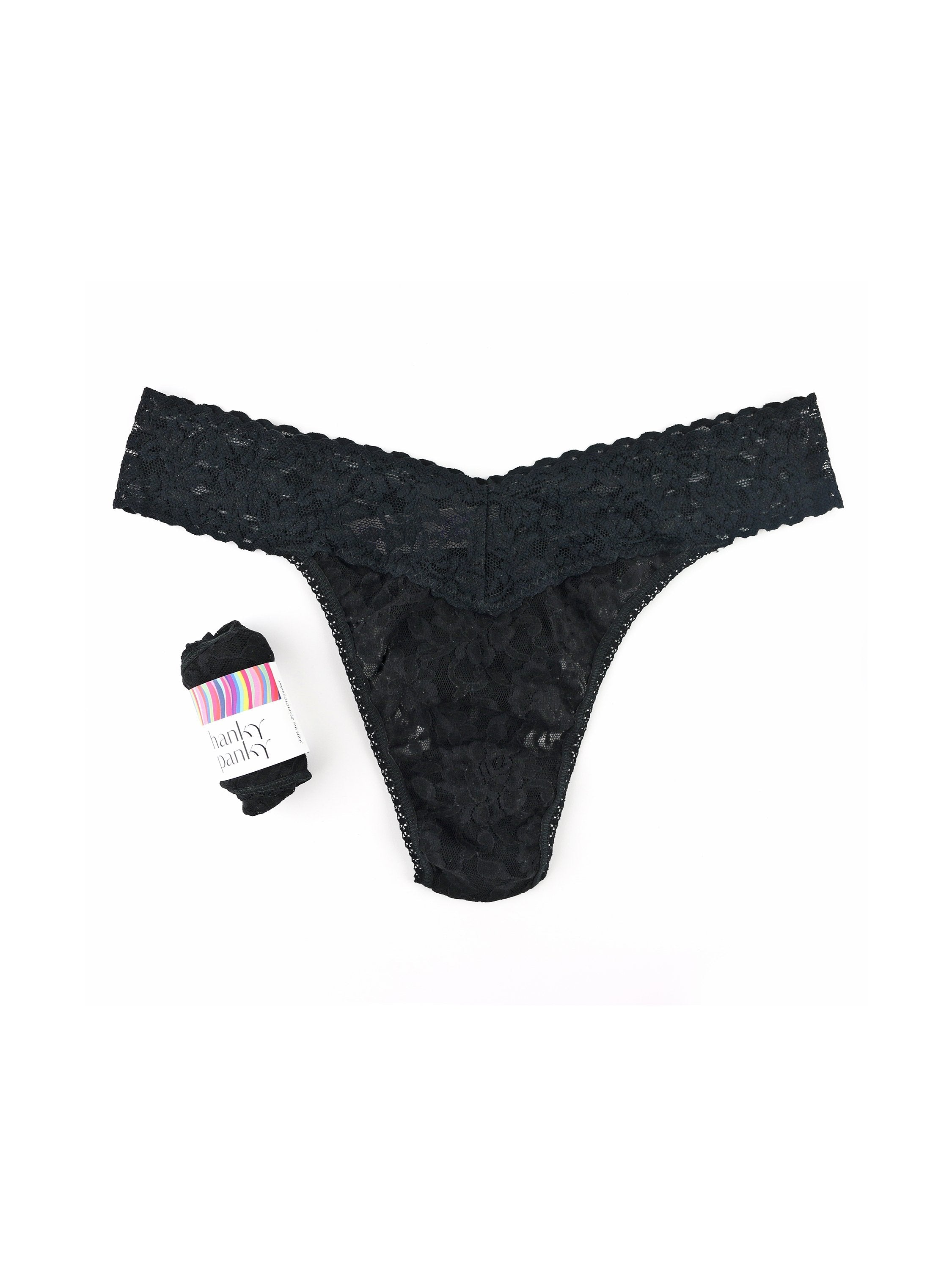 Signature Lace Original Rise Thong Black Hanky Panky