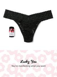 Signature Lace Original Rise Thong Fortune Cookie Black