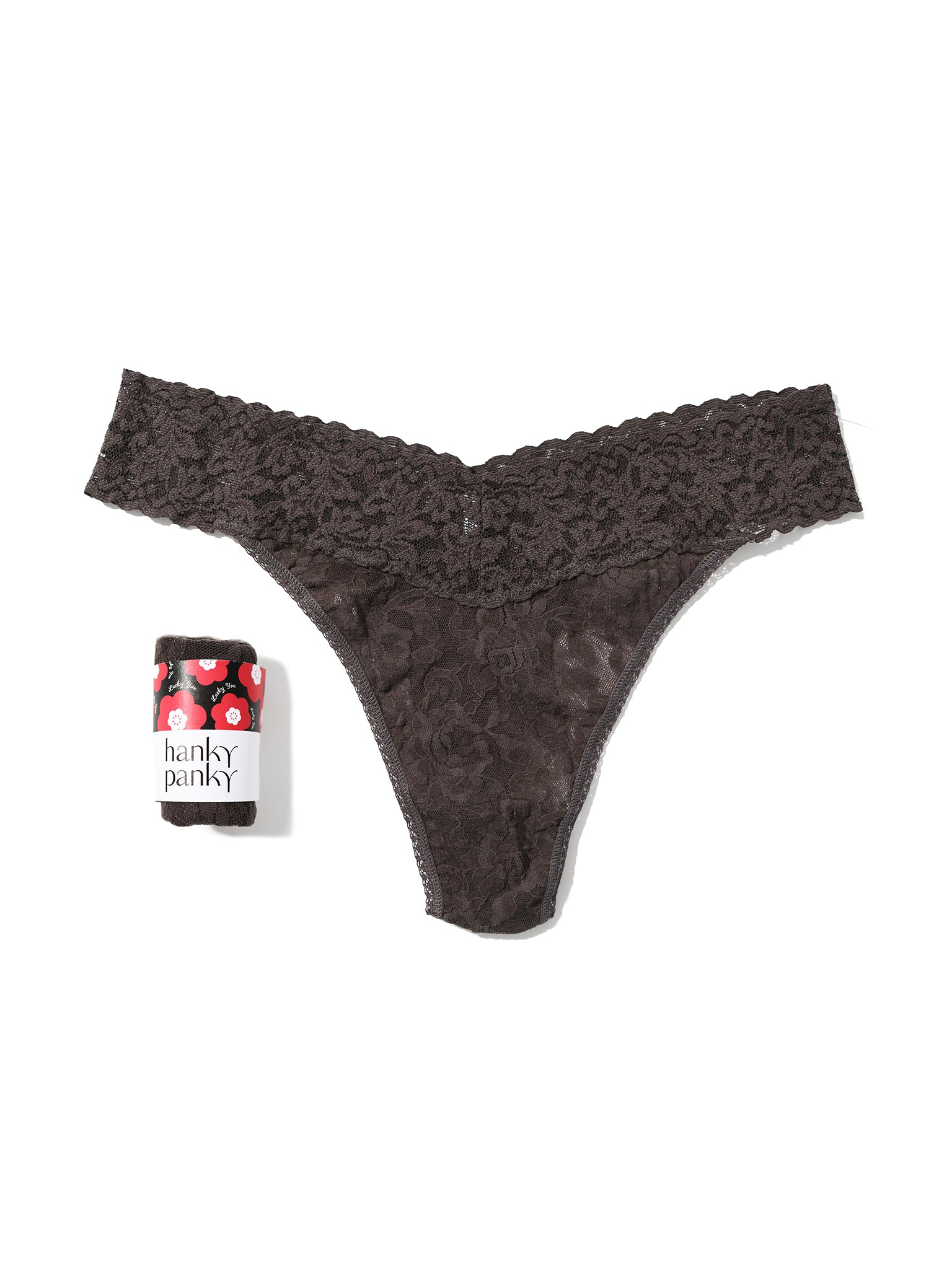 Signature Lace Original Rise Thong Fortune Cookie Granite