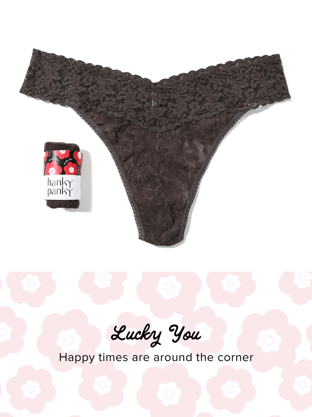 Signature Lace Original Rise Thong Fortune Cookie Granite