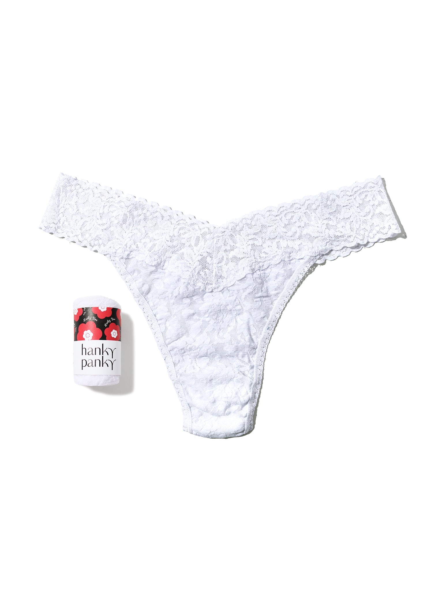 Signature Lace Original Rise Thong Fortune Cookie White