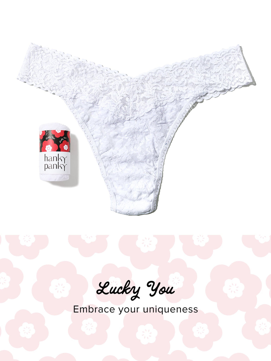 Signature Lace Original Rise Thong Fortune Cookie White