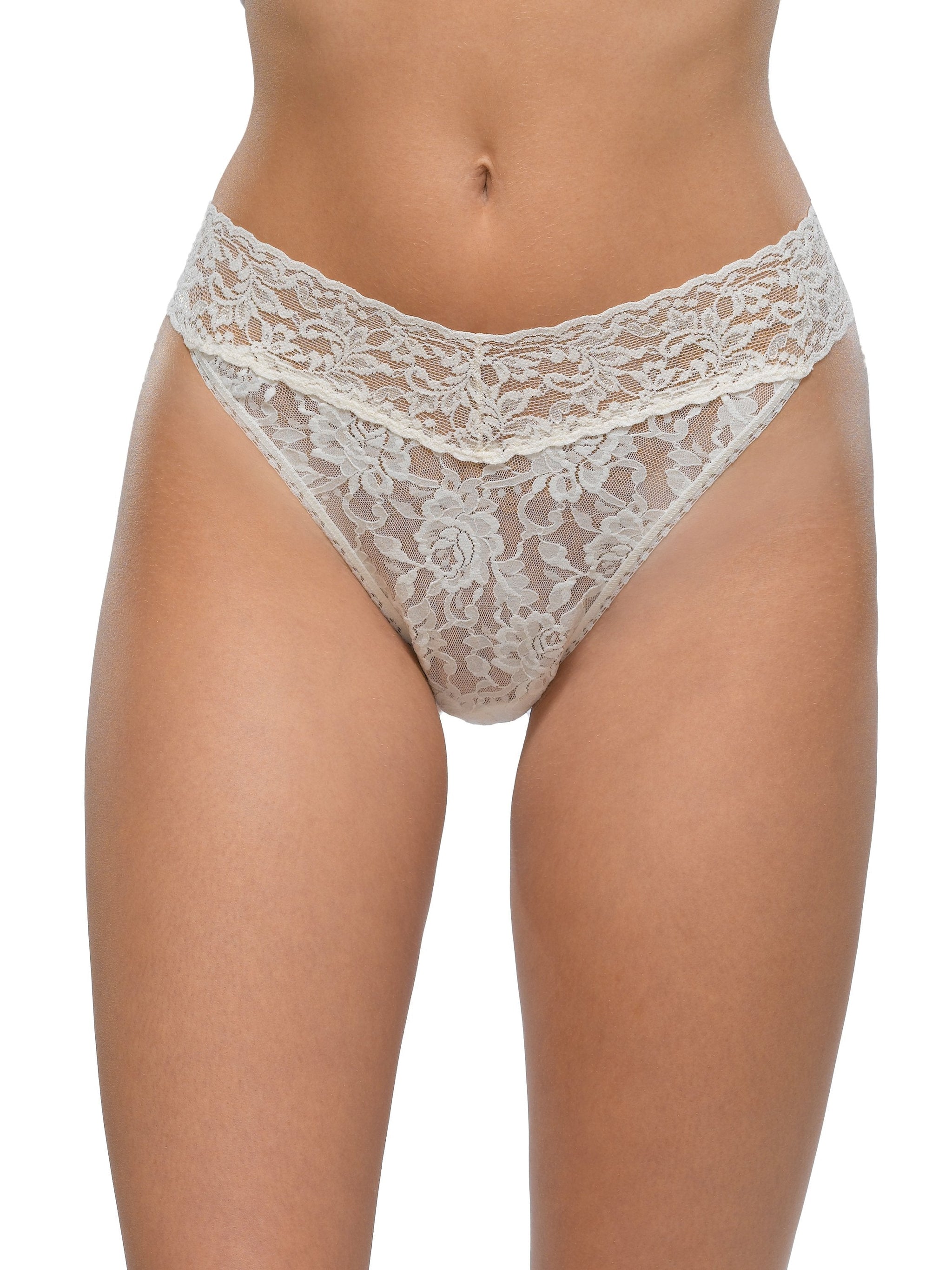 Signature Lace Original Rise Thong Ivory Sale