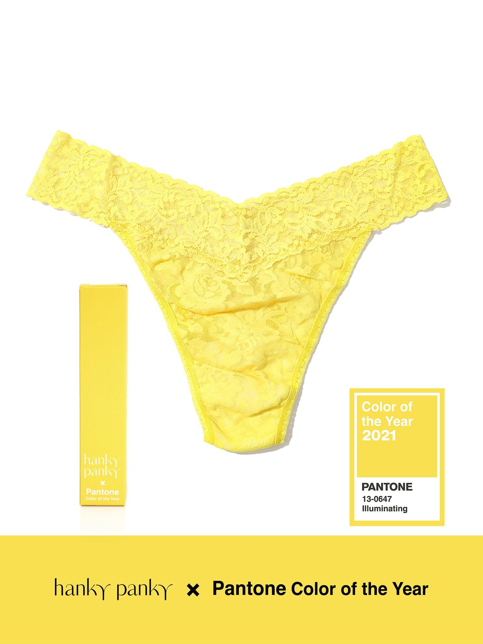 Signature Lace Original Rise Thong | PANTONE 13-0647 Illuminating