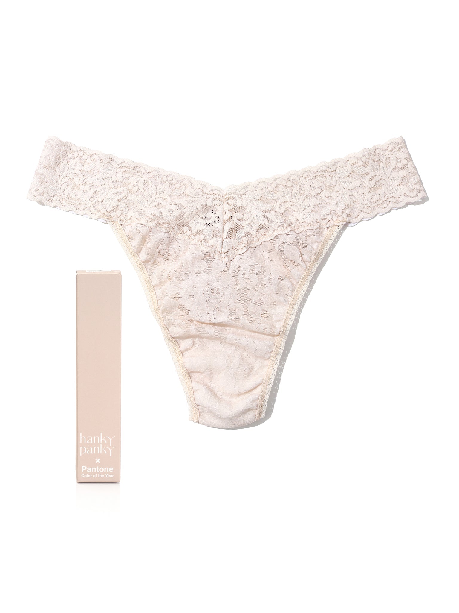 Signature Lace Original Rise Thong | PANTONE 13-1106 Sand Dollar