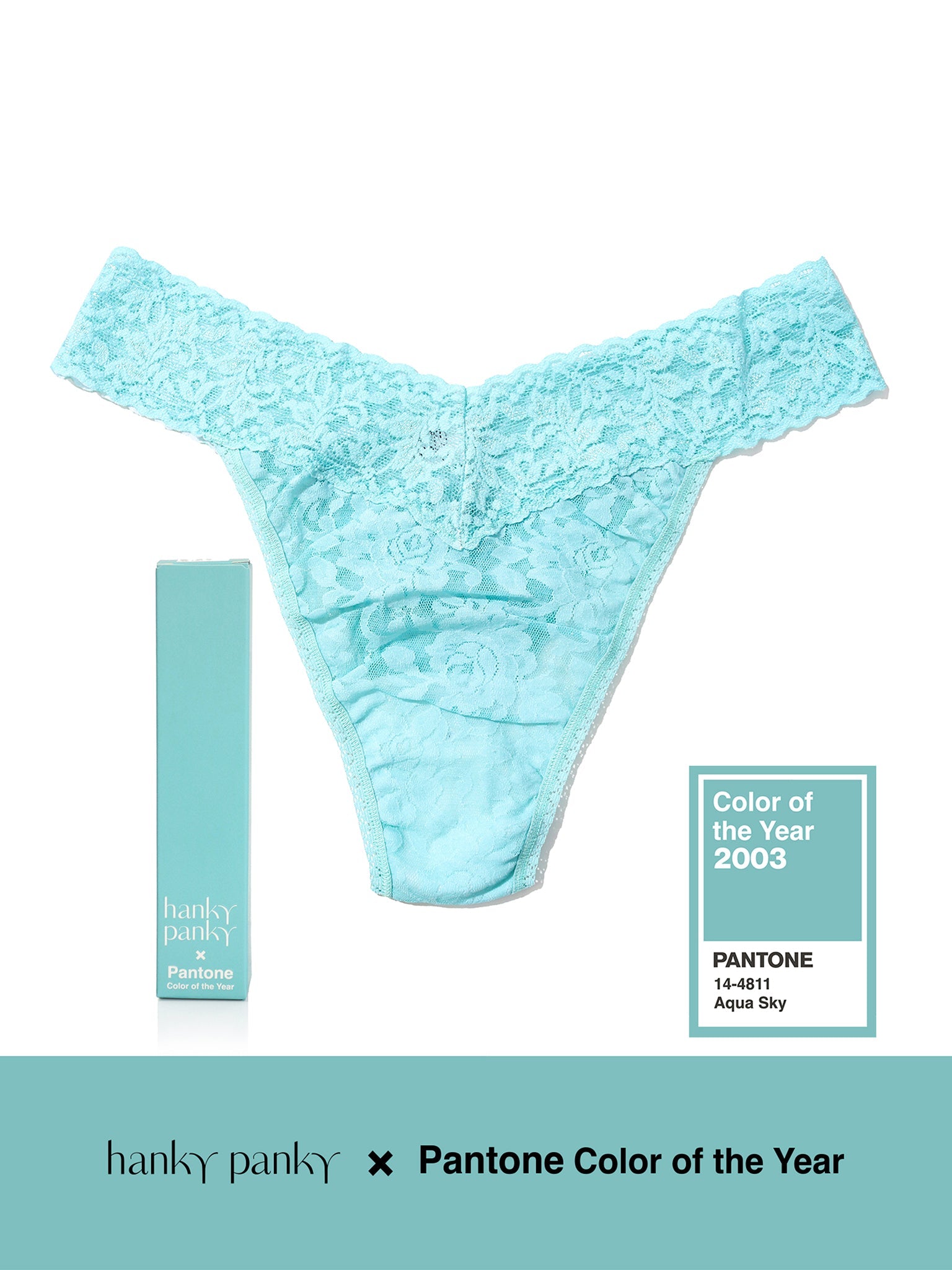 Signature Lace Original Rise Thong | PANTONE 14-4811 Aqua Sky