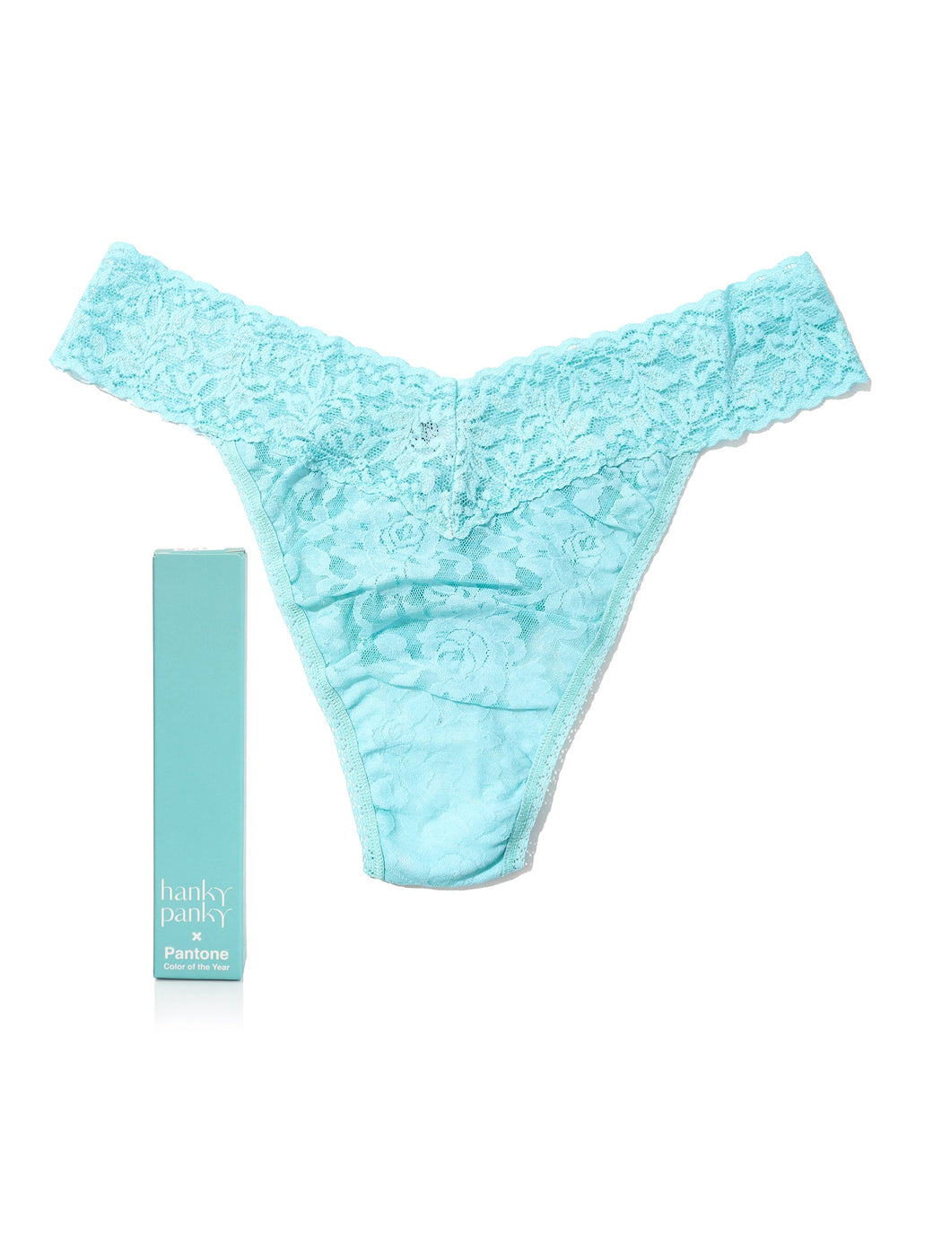 Signature Lace Original Rise Thong | PANTONE 14-4811 Aqua Sky