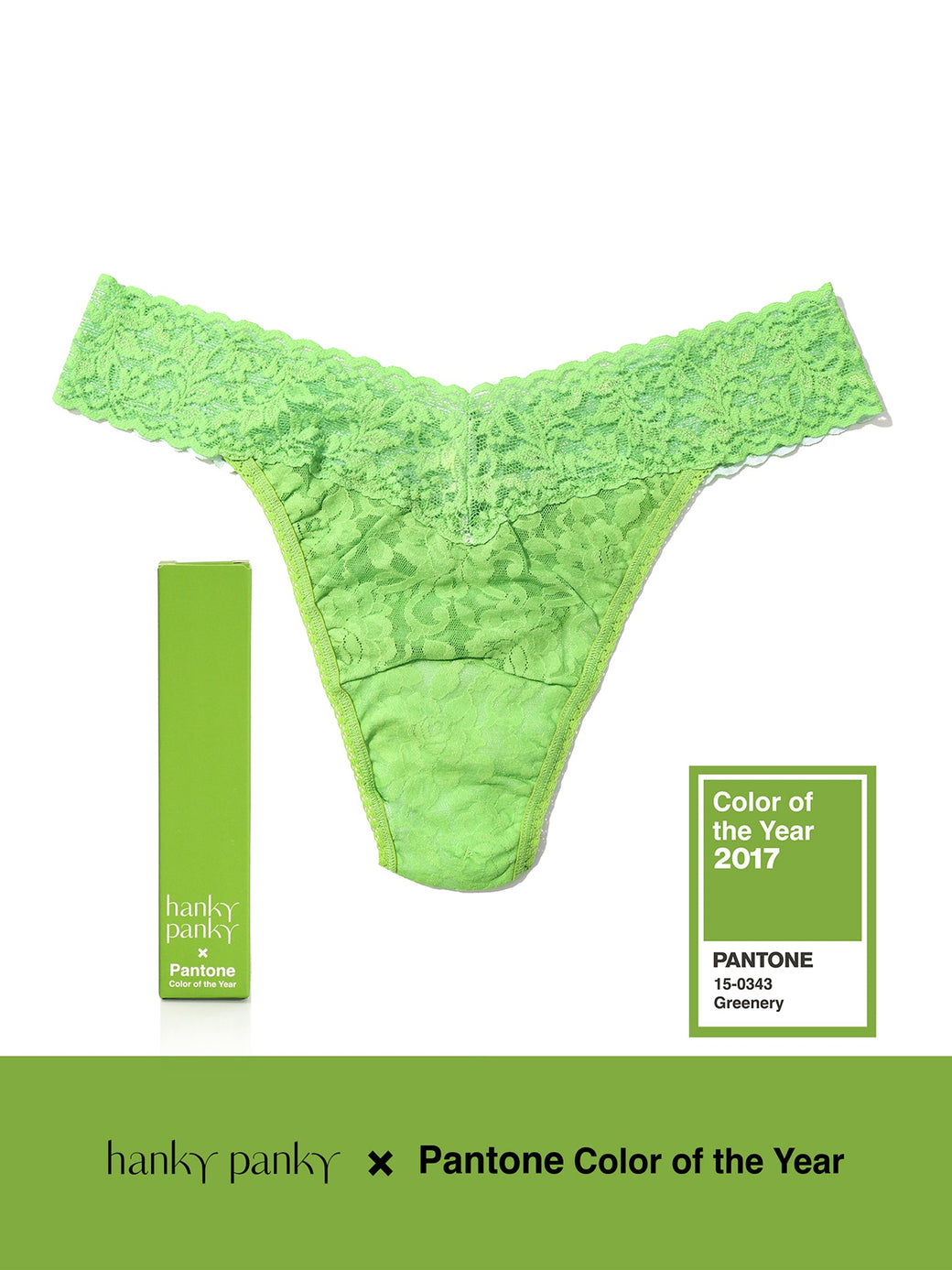 Signature Lace Original Rise Thong | PANTONE 15-0343 Greenery