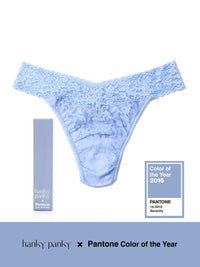 Signature Lace Original Rise Thong | PANTONE 15-3919 Serenity