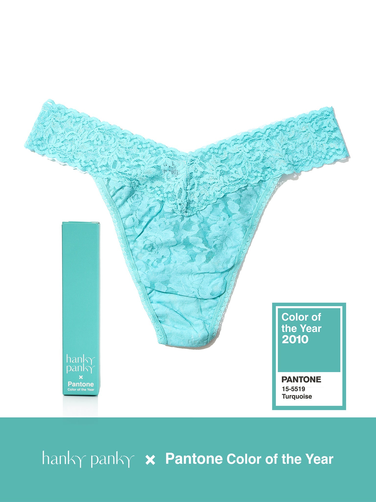 Signature Lace Original Rise Thong | PANTONE 15-5519 Turquoise