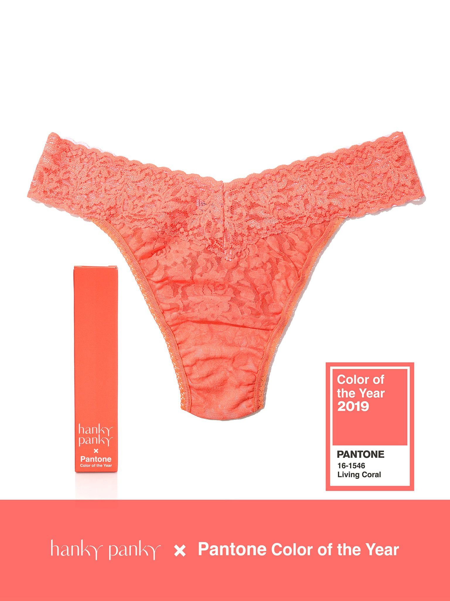 Signature Lace Original Rise Thong | PANTONE 16-1546 Living Coral