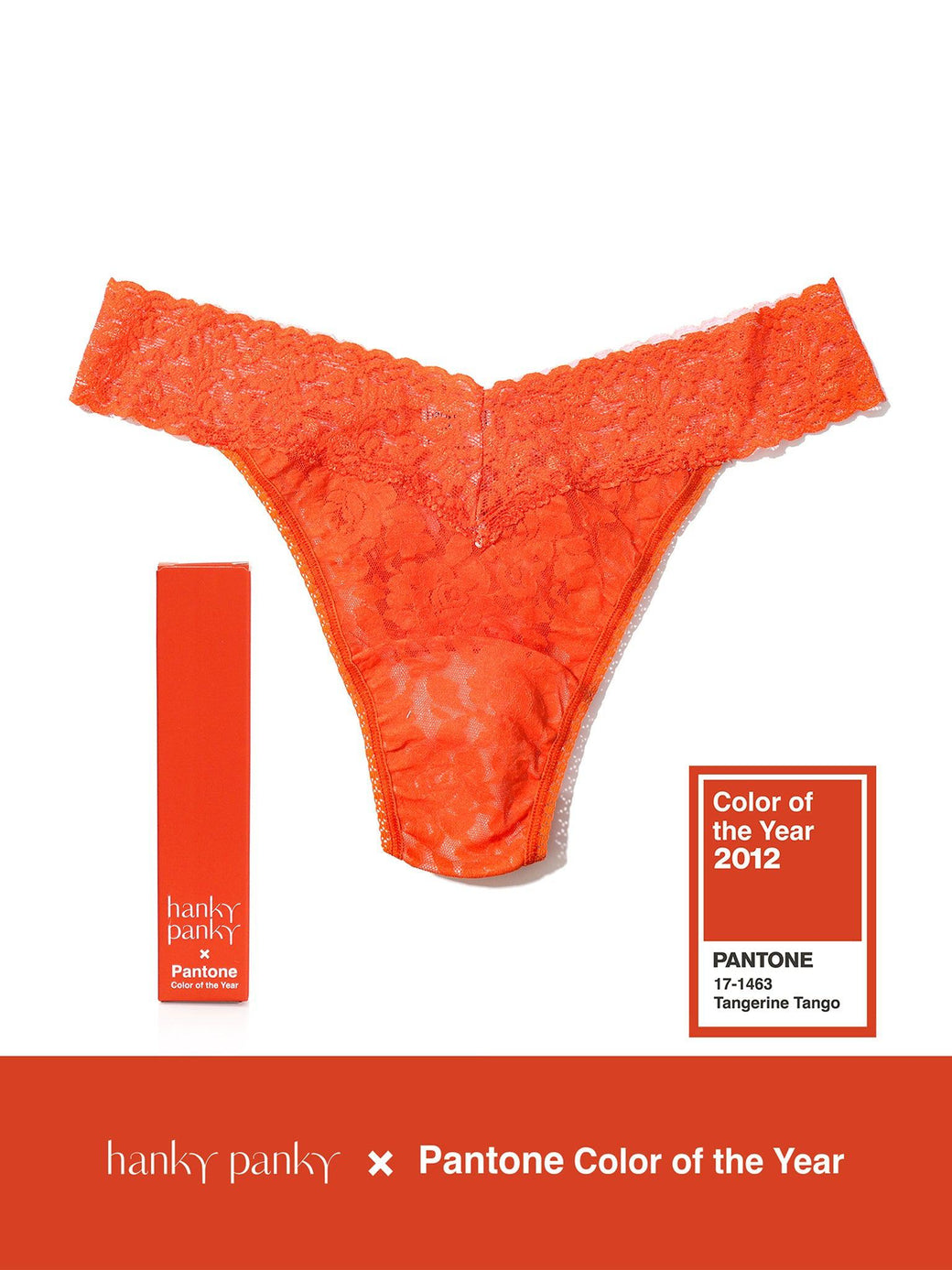 Signature Lace Original Rise Thong | PANTONE 17-1463 Tangerine Tango