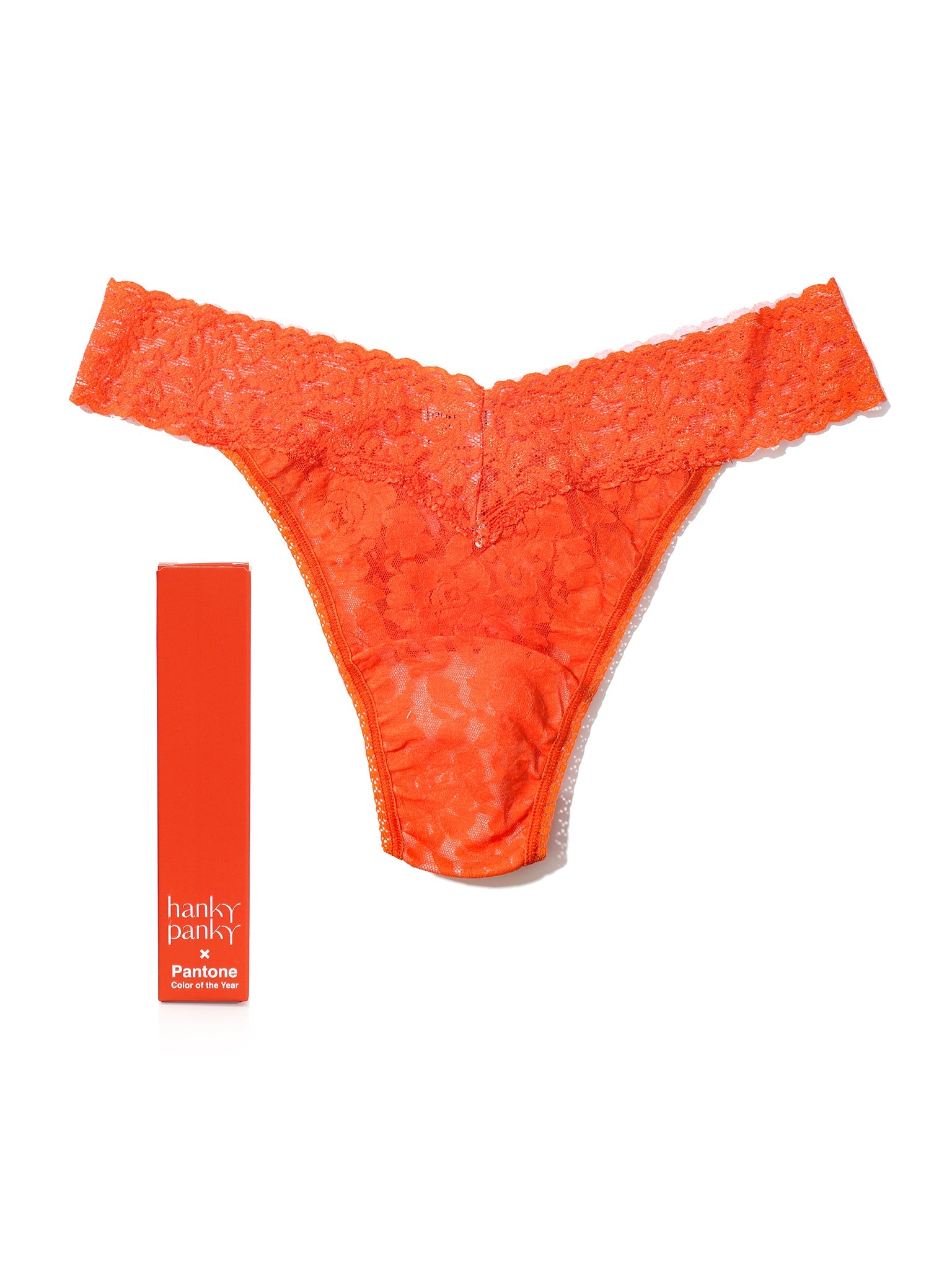 Signature Lace Original Rise Thong | PANTONE 17-1463 Tangerine Tango