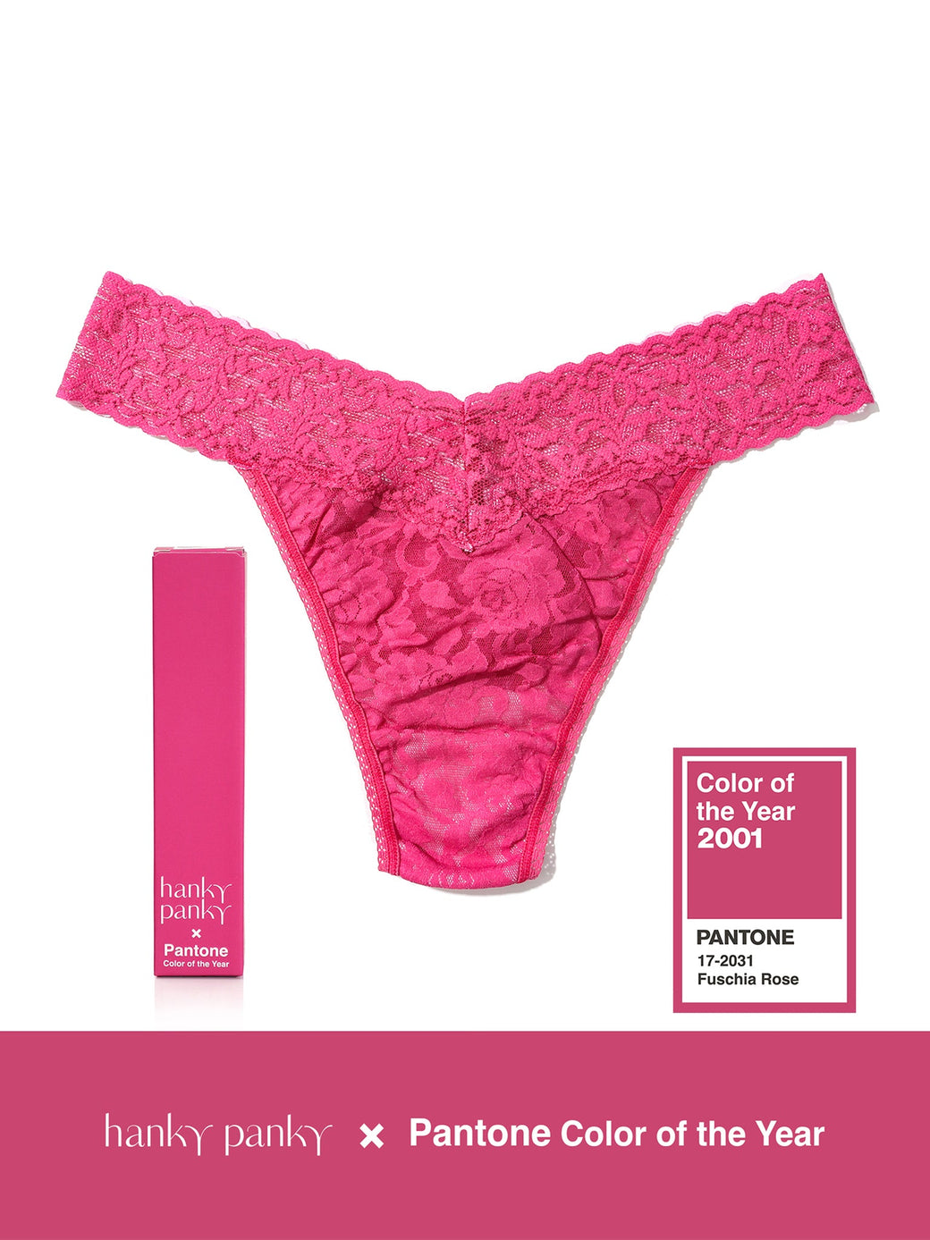 Signature Lace Original Rise Thong | PANTONE 17-2031 Fuchsia Rose