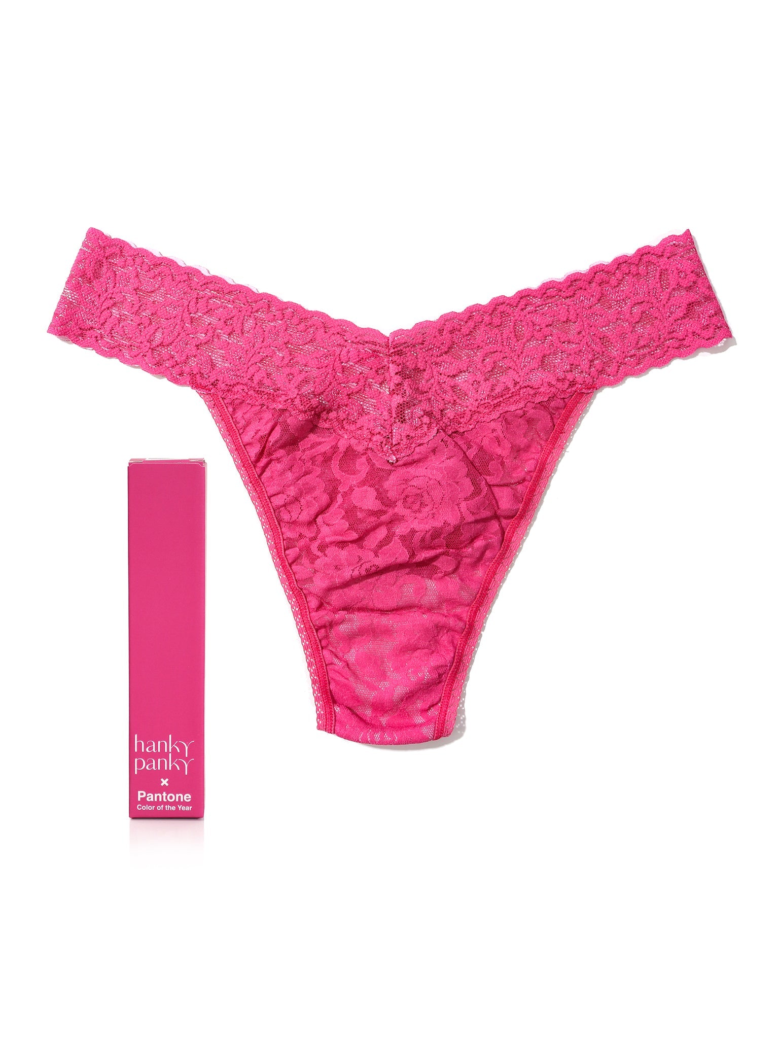 Signature Lace Original Rise Thong | PANTONE 17-2031 Fuchsia Rose