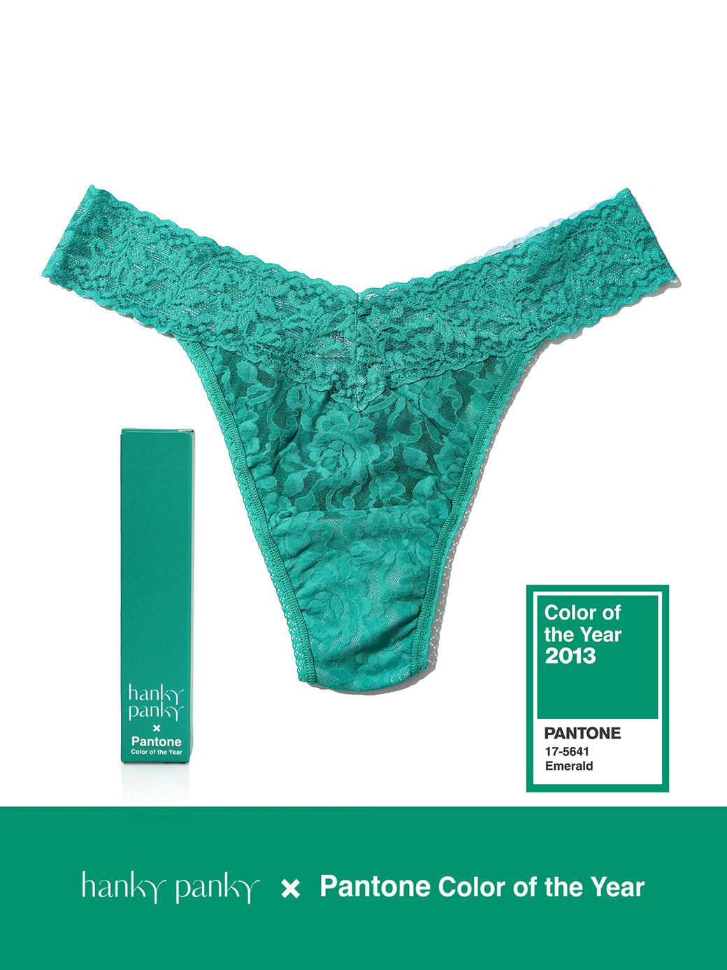 Signature Lace Original Rise Thong | PANTONE 17-5641 Emerald