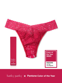 Signature Lace Original Rise Thong | PANTONE 18-1750 Viva Magenta