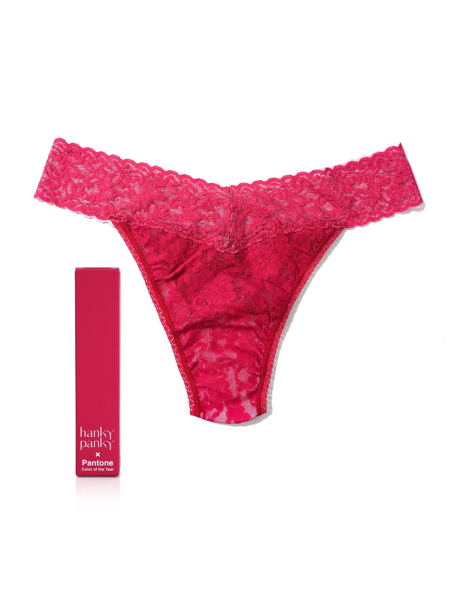 Signature Lace Original Rise Thong | PANTONE 18-1750 Viva Magenta