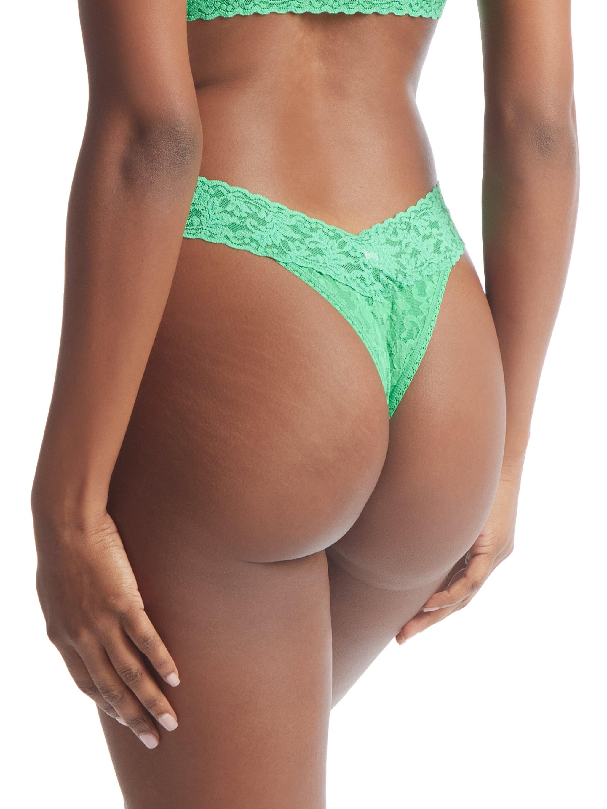 Lace Solid Green Panties for Women for sale
