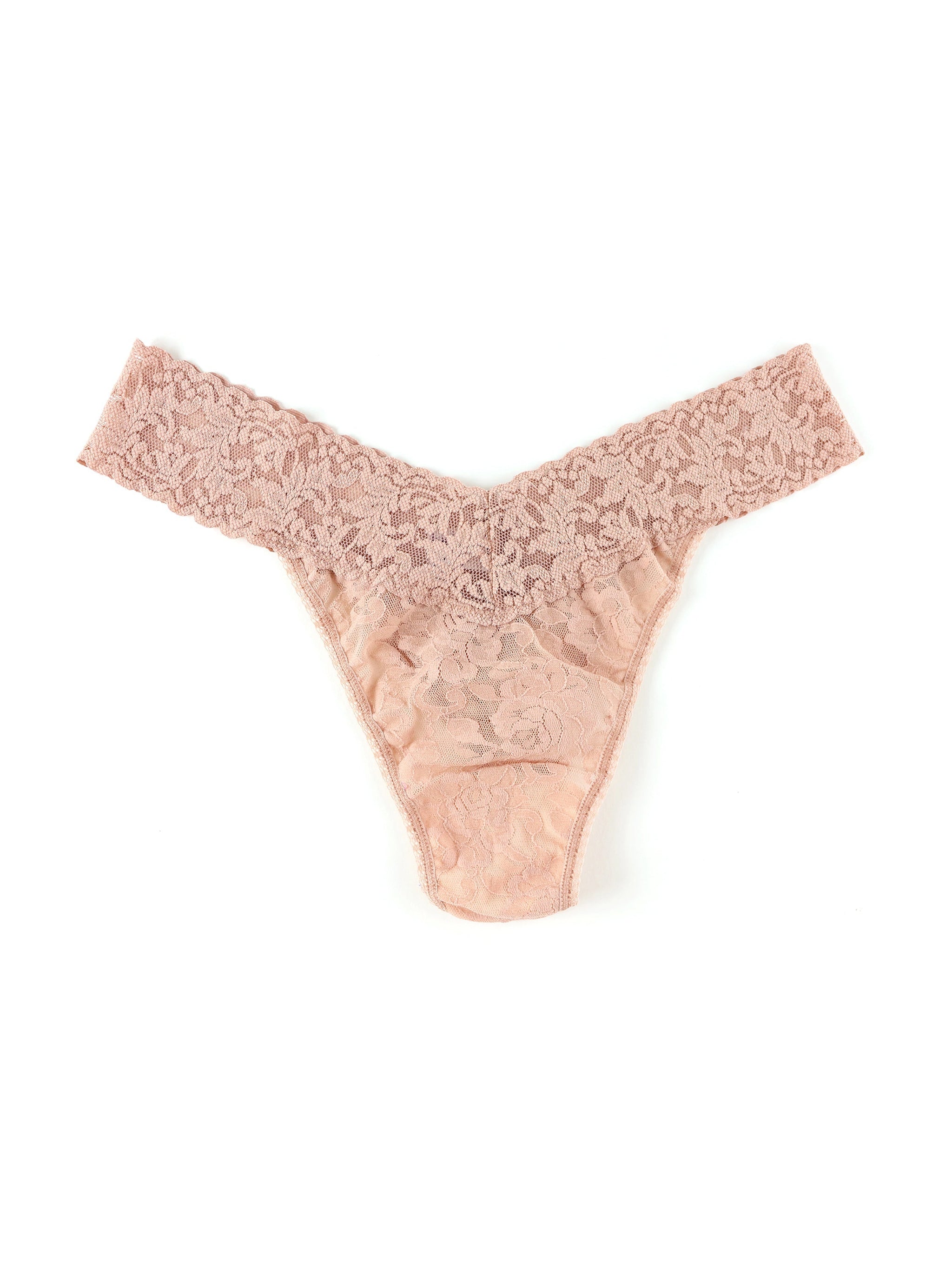 Signature Lace Original Rise Thong Seashell Beige Sale