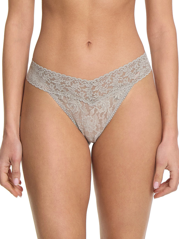 Signature Lace Original Rise Thong Sleep In Grey