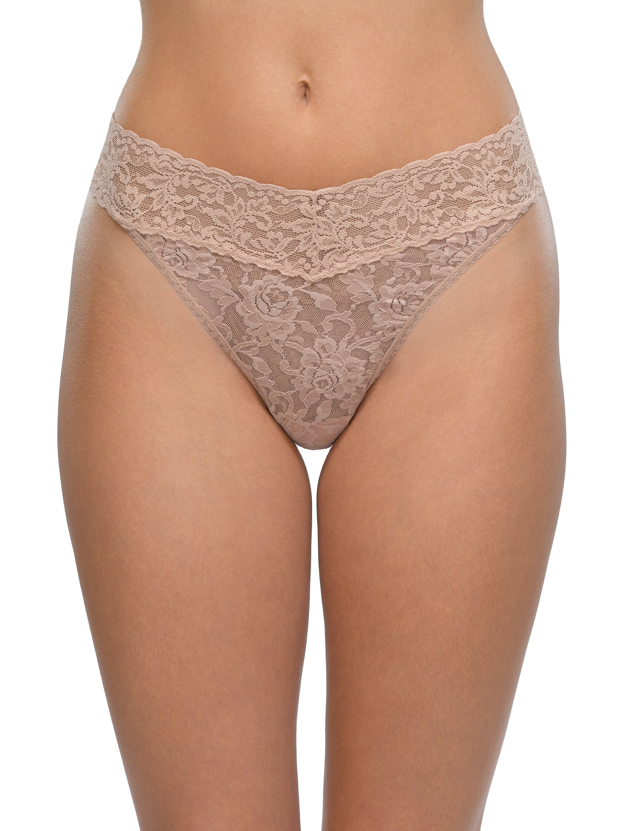 Signature Lace Original Rise Thong Taupe