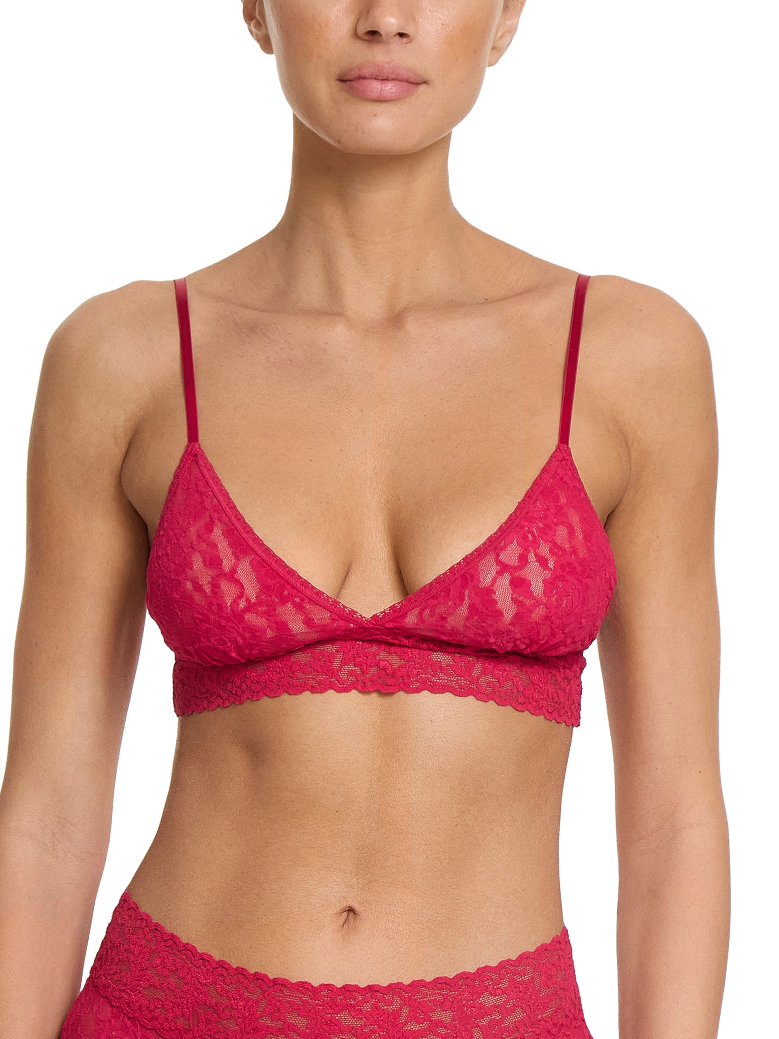 Signature Lace Padded Triangle Bralette Beet Juice Red