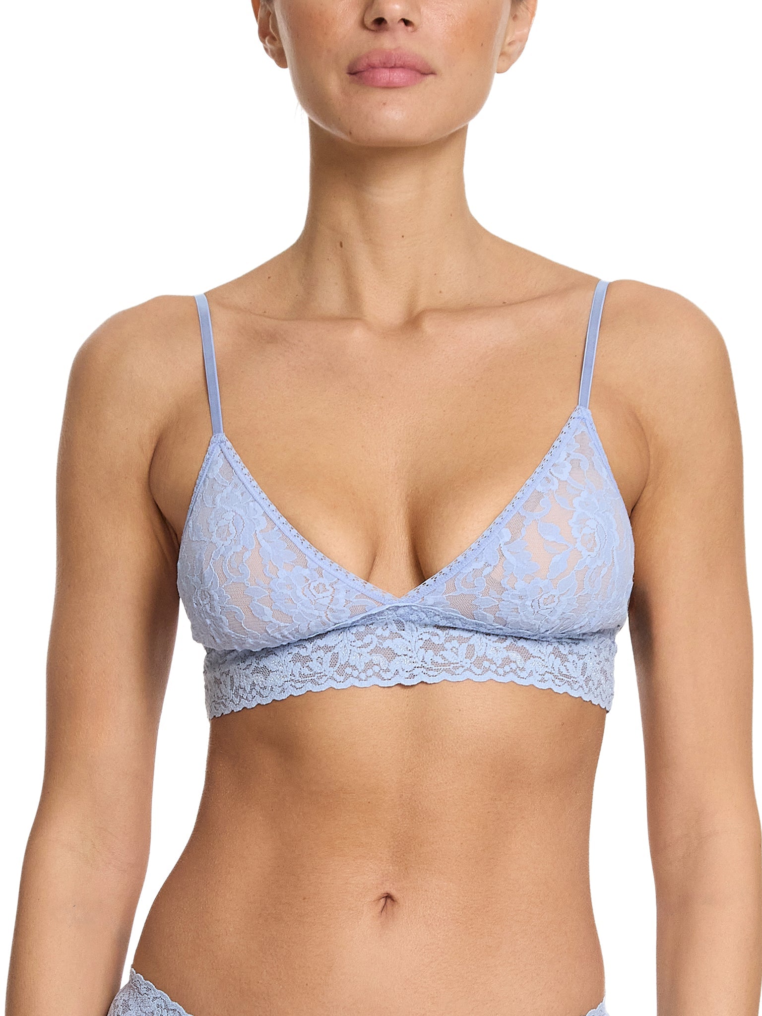 Signature Lace Padded Triangle Bralette Clarity Blue