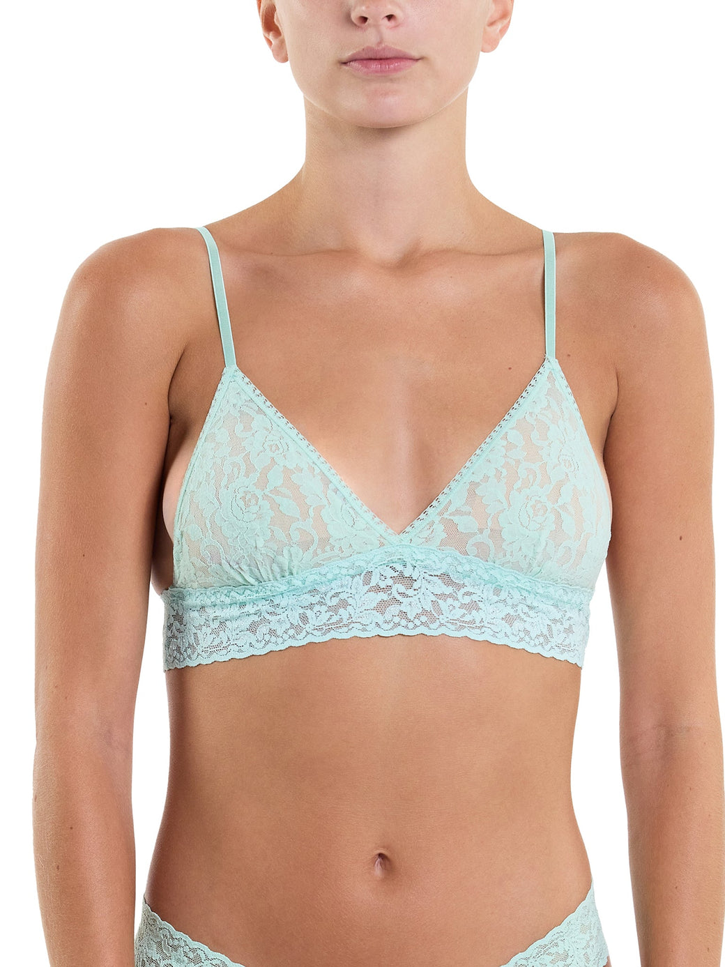 Signature Lace Padded Triangle Bralette Pistachio