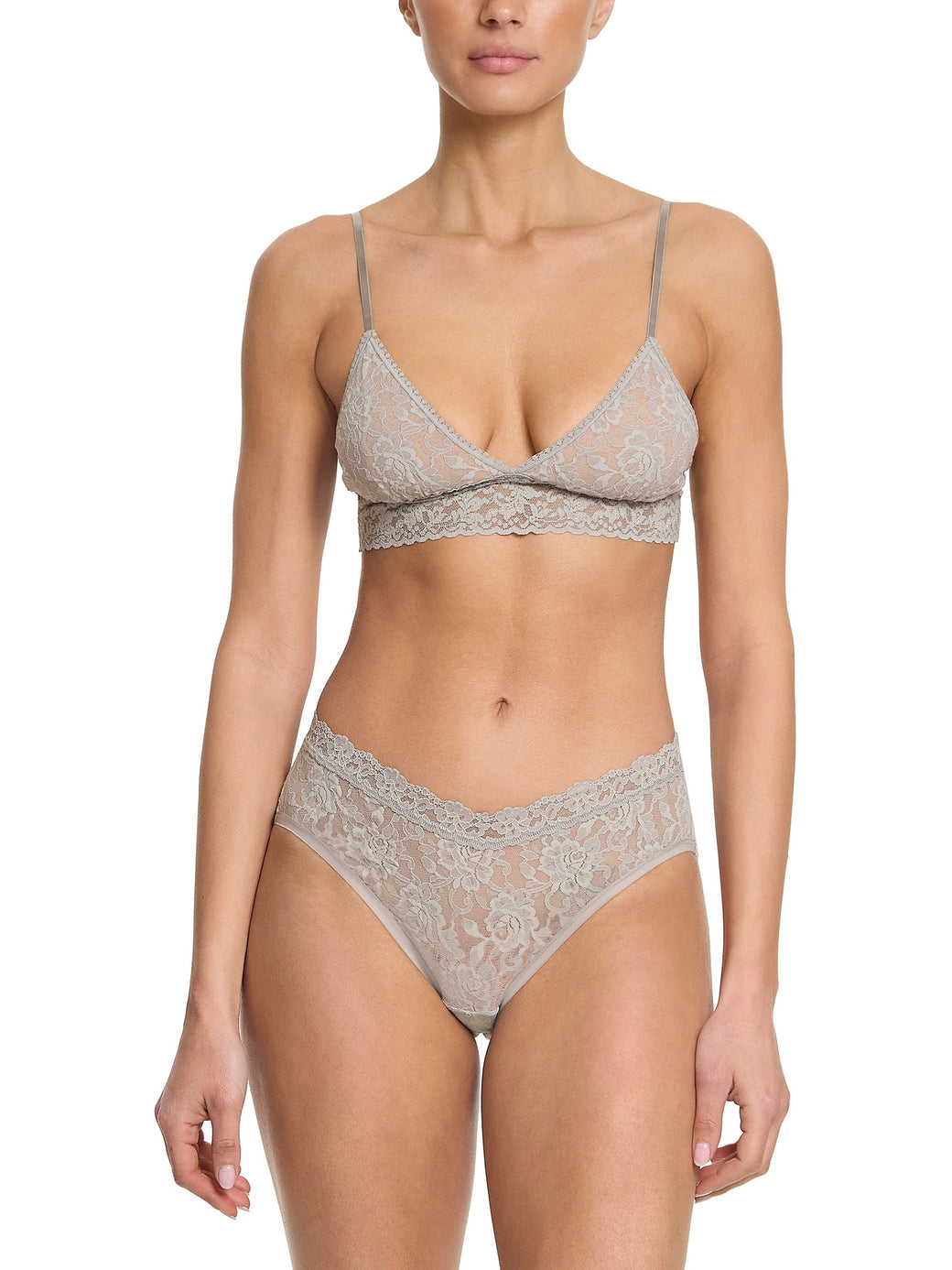 Signature Lace Padded Triangle Bralette Sleep In Grey