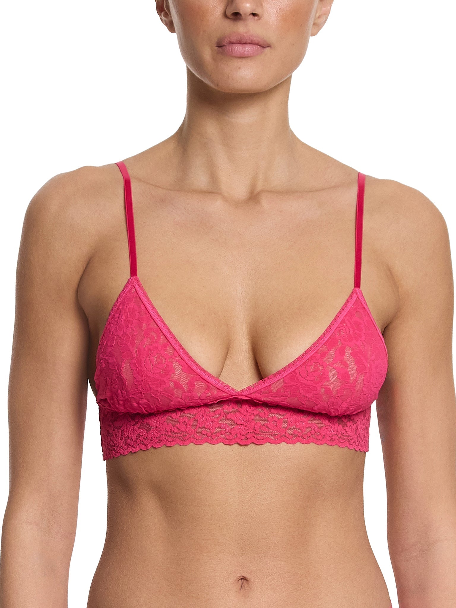 Signature Lace Padded Triangle Bralette Sweet Tart Pink