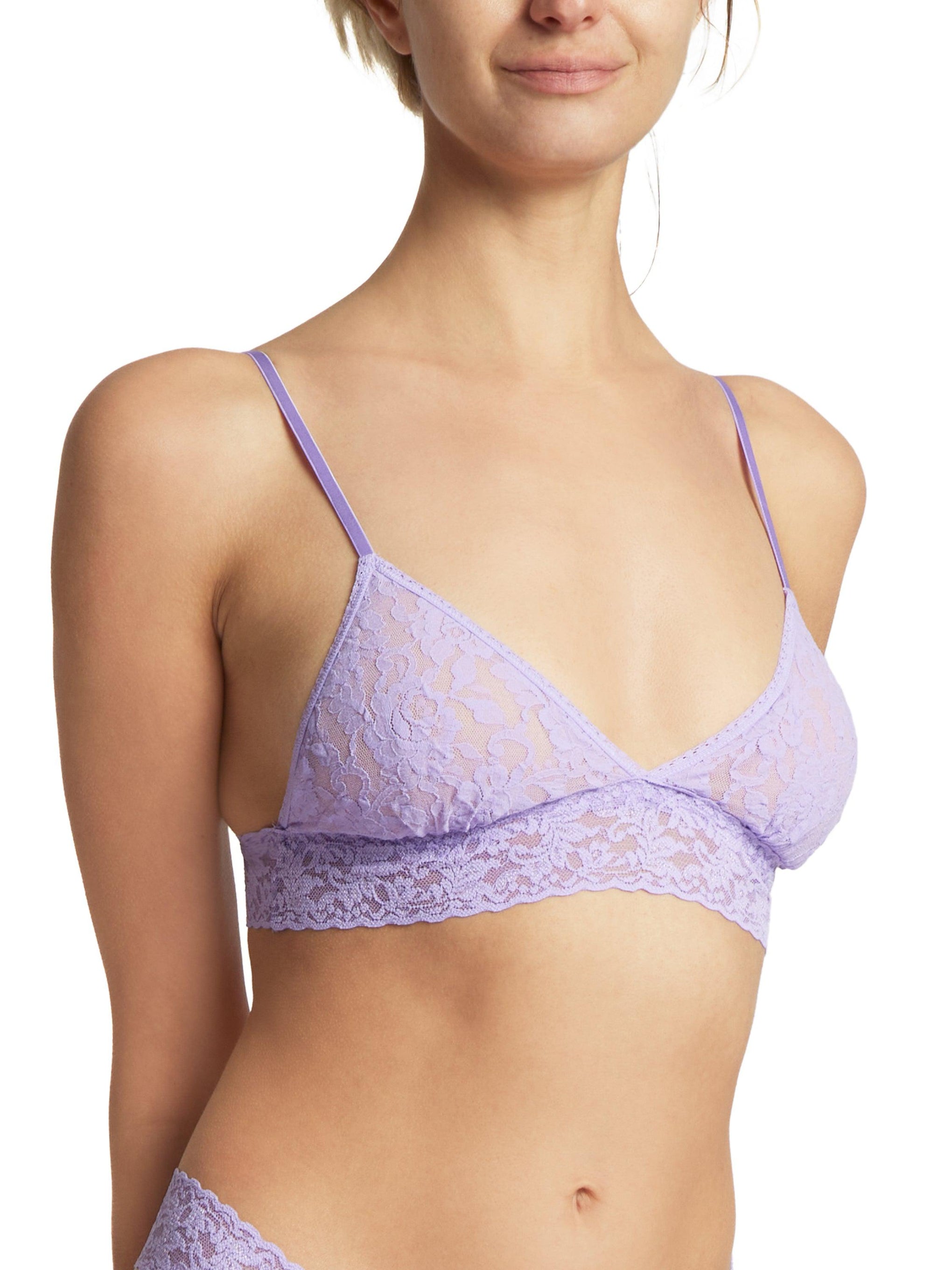 Signature Lace Padded Triangle Bralette Wisteria Purple Sale