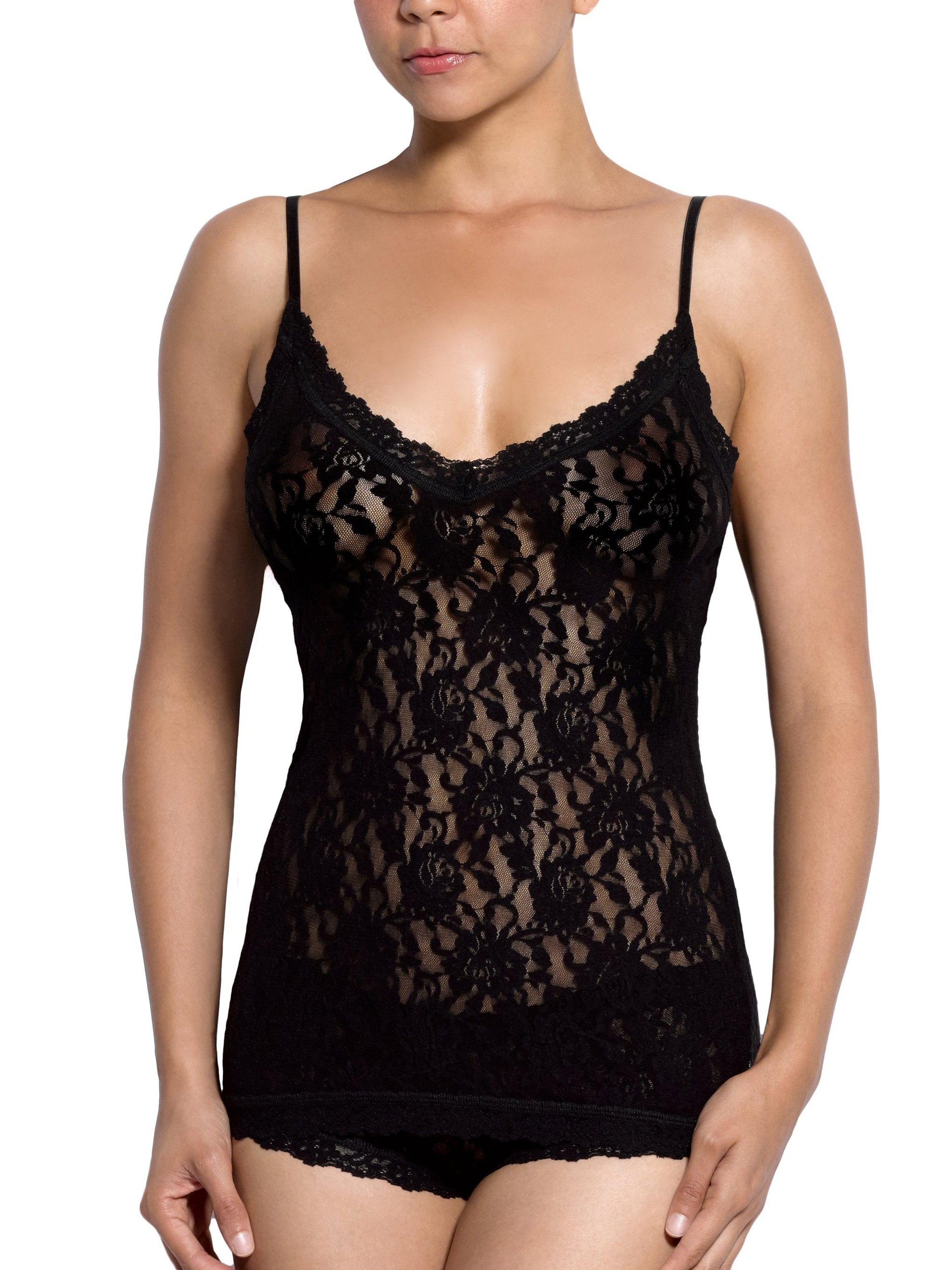 Black Crochet Lace V Neck Lace Camisole With Built In Bra And Padded Strap  Sleeveless, Sexy, And Fashionable From Starbrand, $16.83