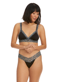 Supima® Cotton Low Rise Thong with Contrast Trim Classic Leopard Sale