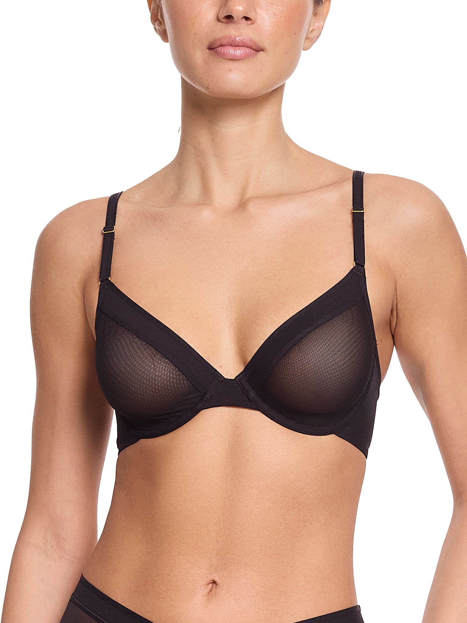 Unlined Mesh Underwire Bra Black