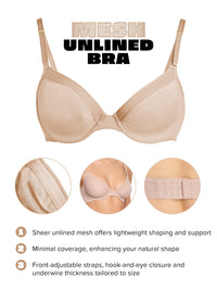 Unlined Mesh Underwire Bra Chai