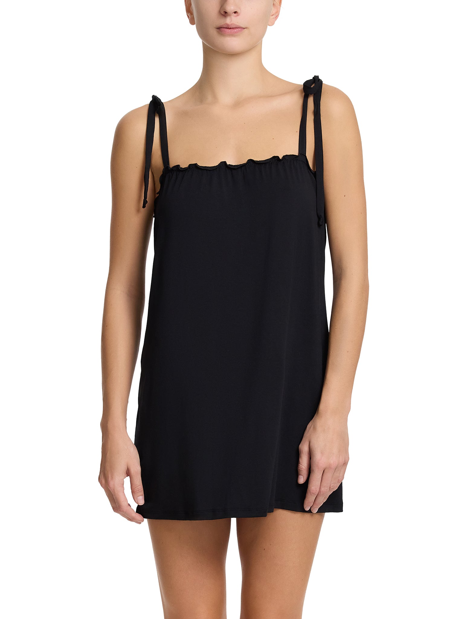 Unwind Ruffle Chemise Black