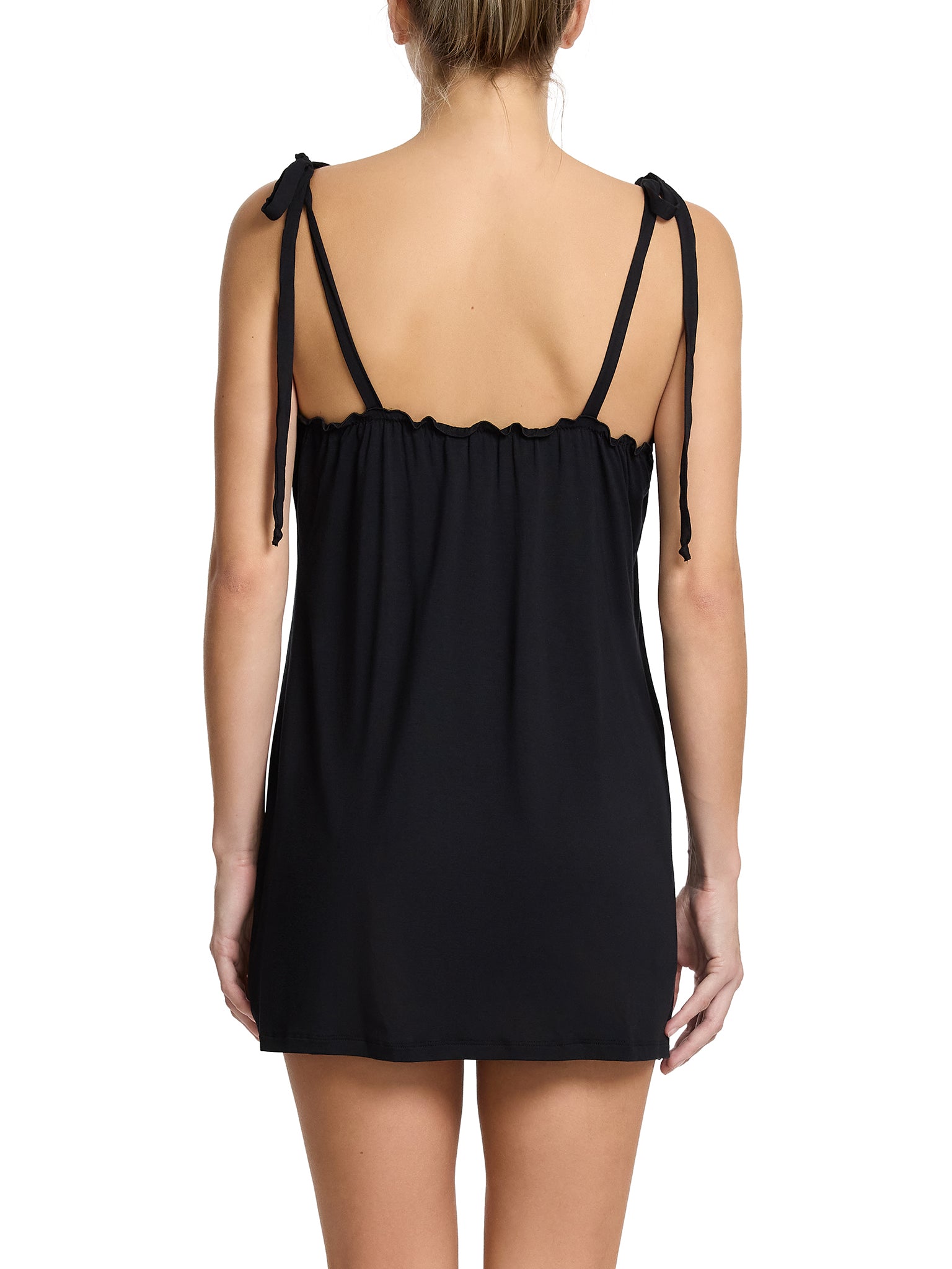 Unwind Ruffle Chemise Black