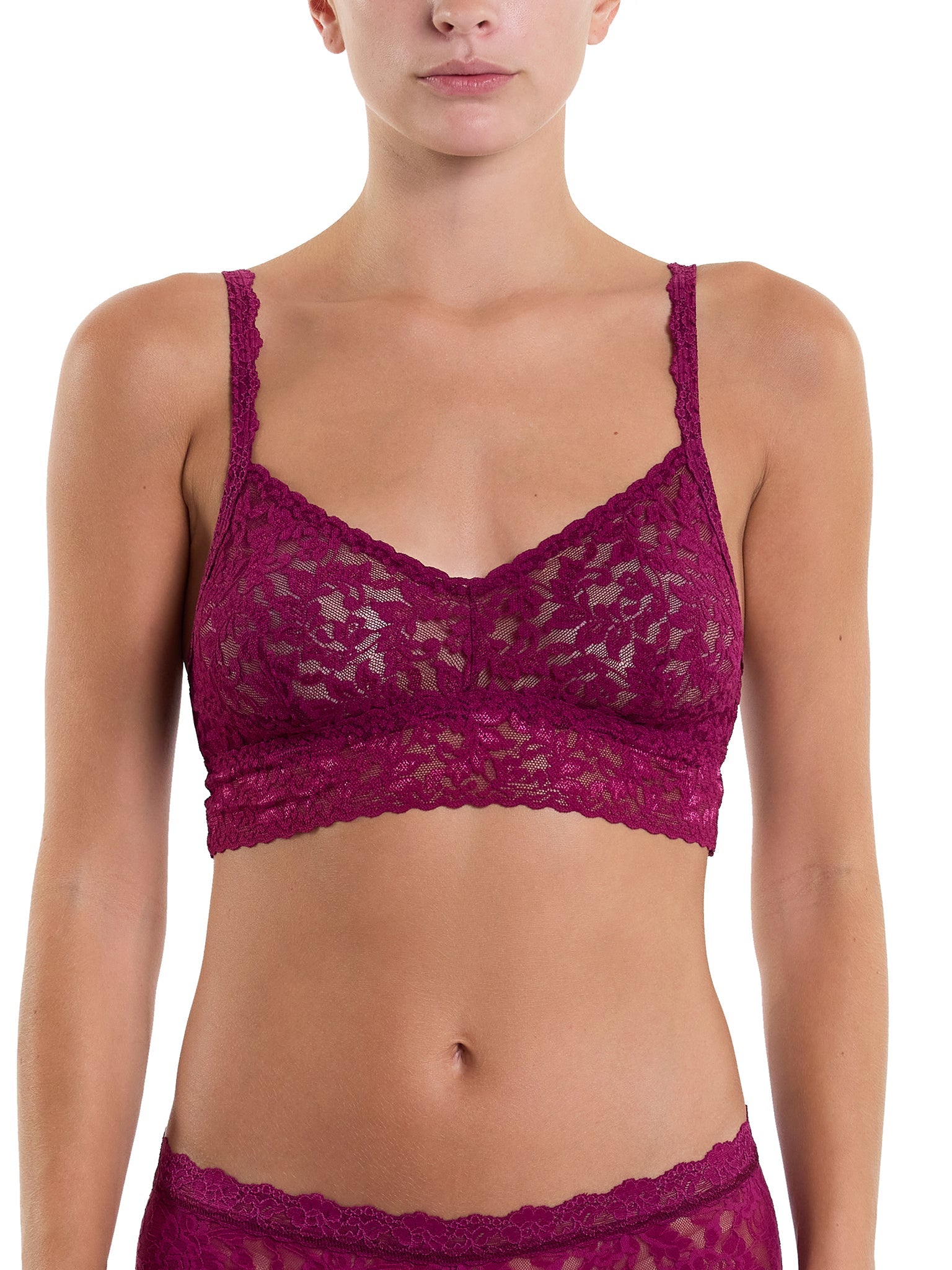 V-Neck Retro Lace Bralette Sugar Plum Red