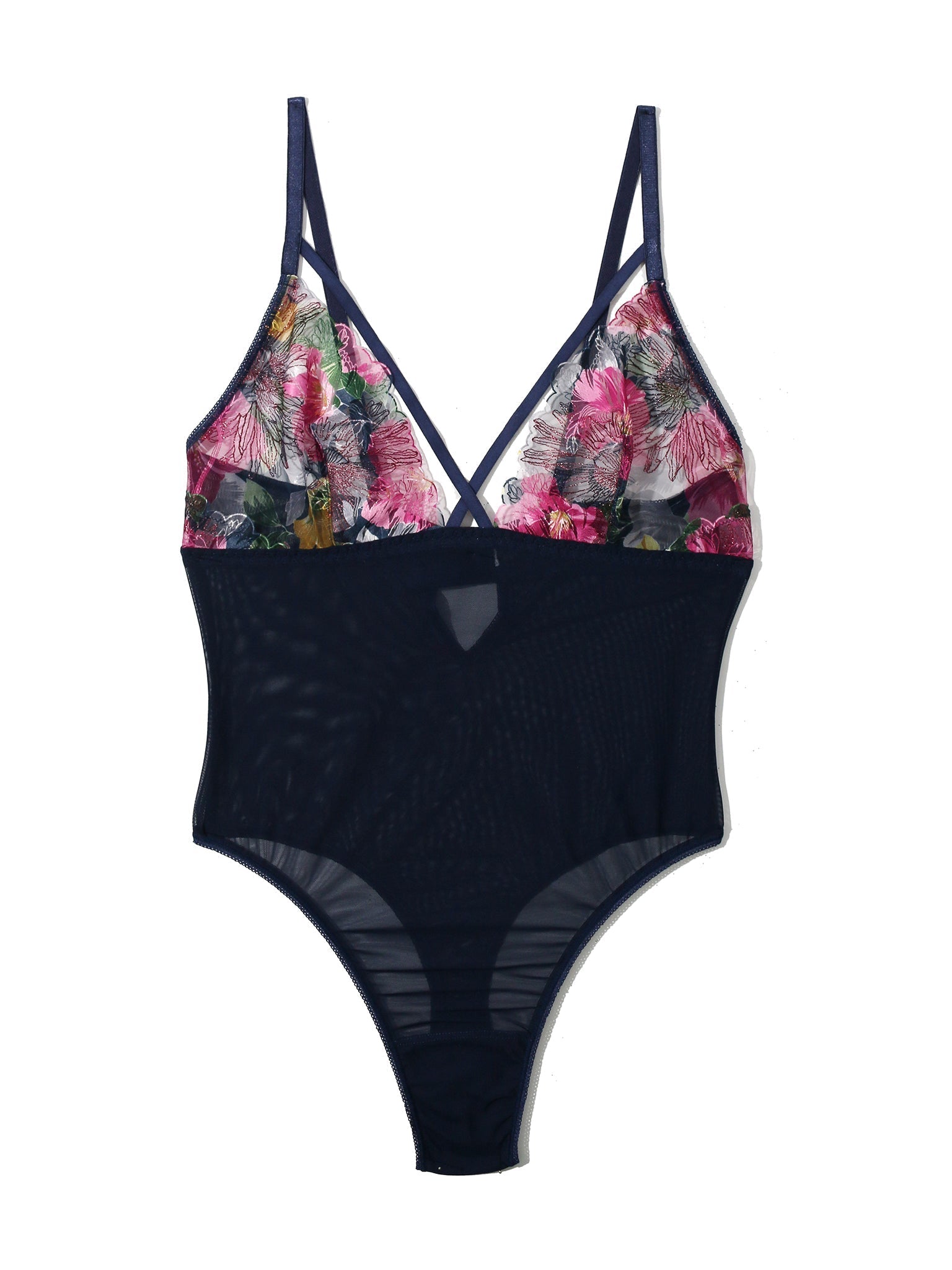 &oh Wildly Blooming Strappy Bodysuit Dark Sky Blue