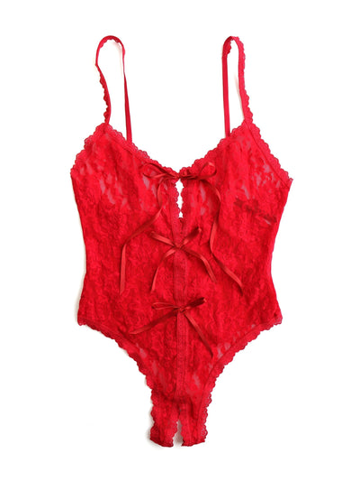 &oh™ Signature Lace Crotchless Teddy Red