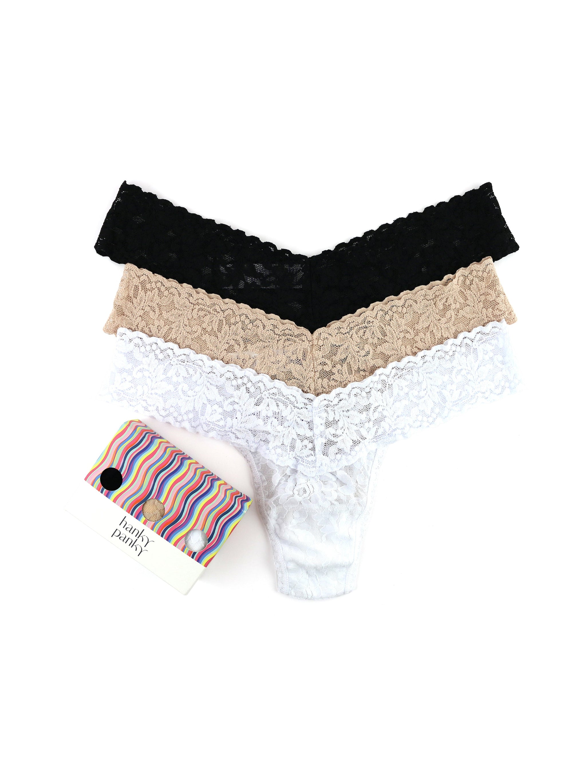 Lace Crotchless Thongs 3 Pack